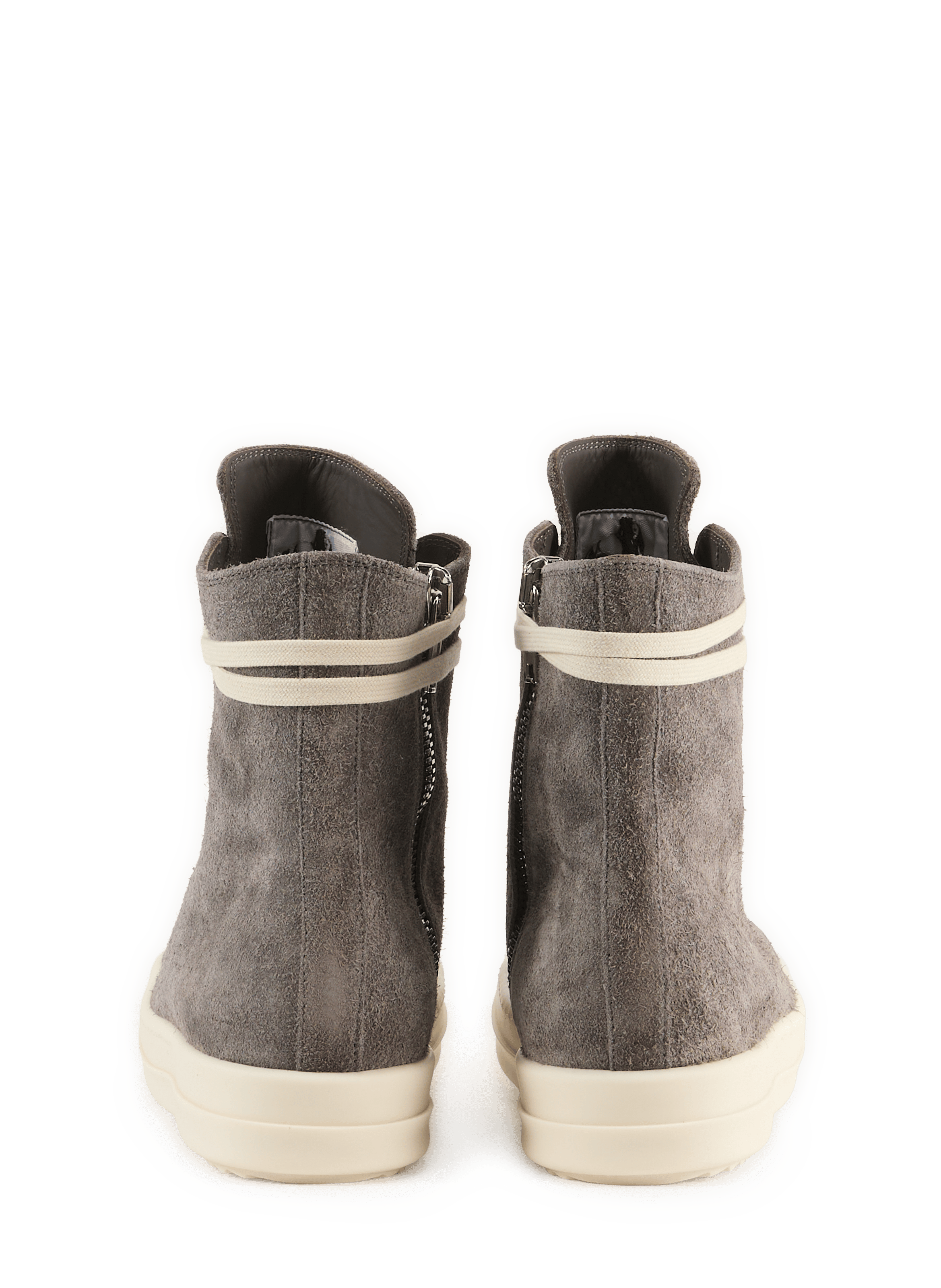 High-top zip-up suede leather trainers RICK OWENS Beige