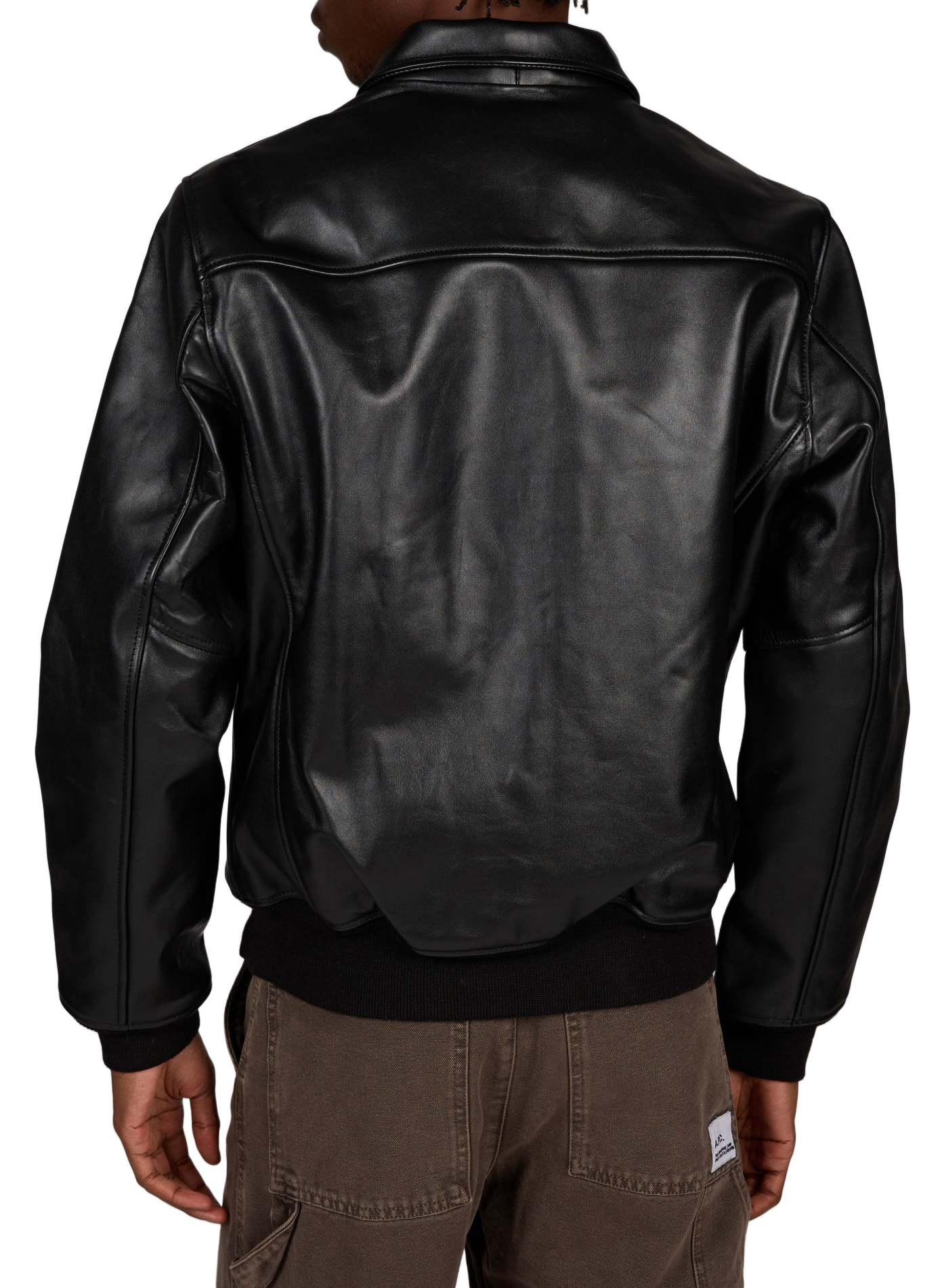 Plain straight-cut leather jacket SCHOTT Black