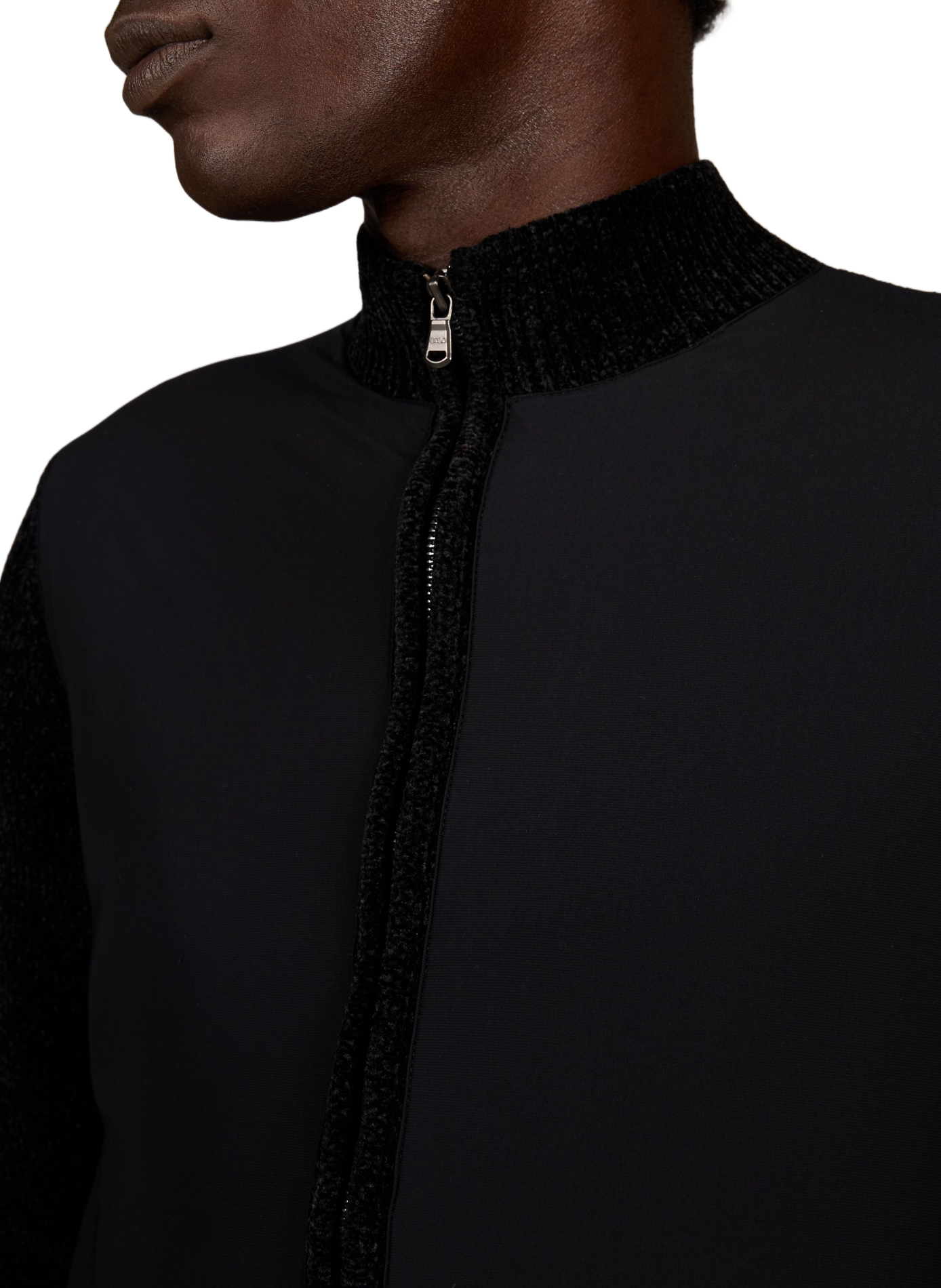 Ario Gordona straight-fit jacket with high neck in two materials 1789 CALA Black