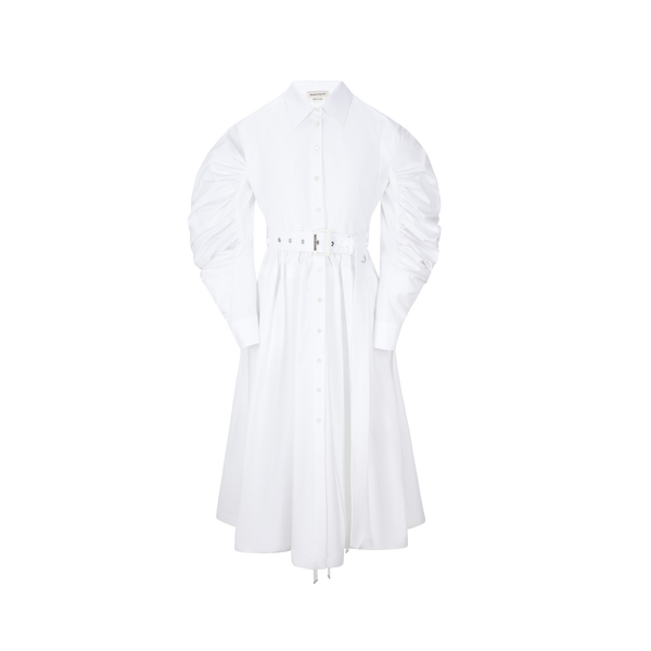 Alexander Mcqueen Dressing Gown-chemise En Popeline De Coton