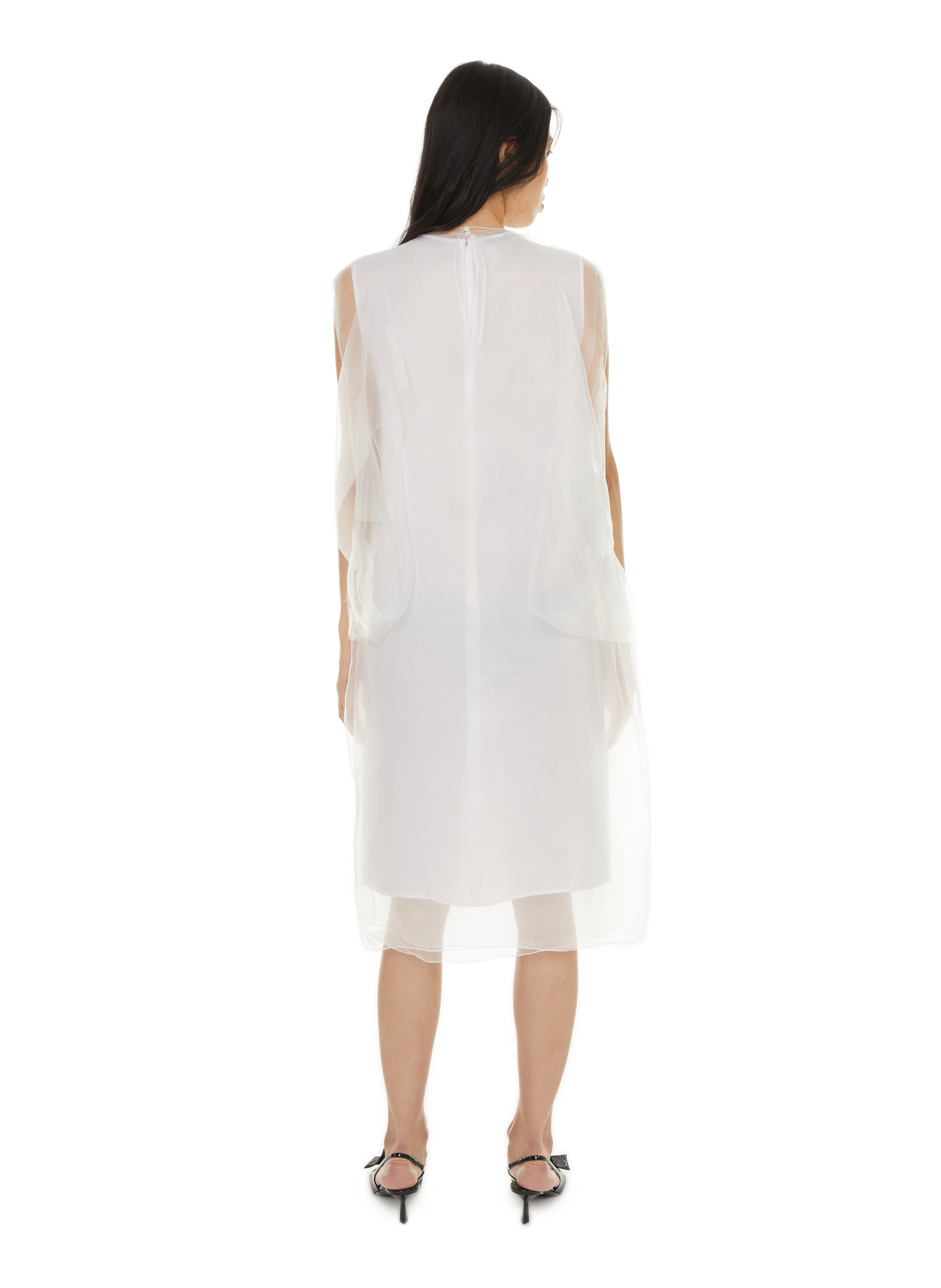 Robe midi voile en soie PRADA Blanc