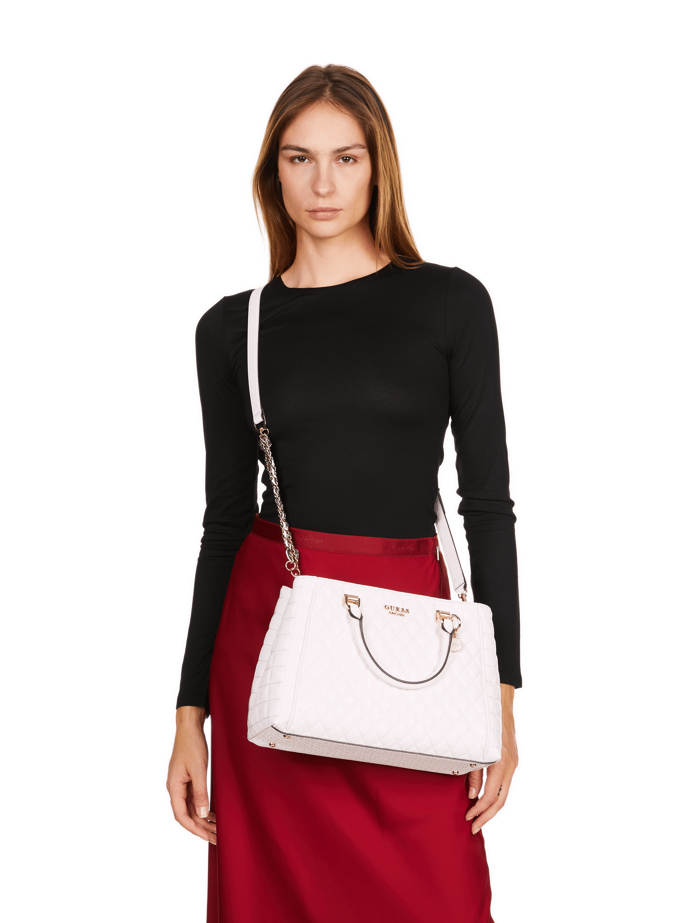 Sac à Main Francesco Biasia En Cuir Matelassé - Poignées Imprimé Crocodile - Beige Clair