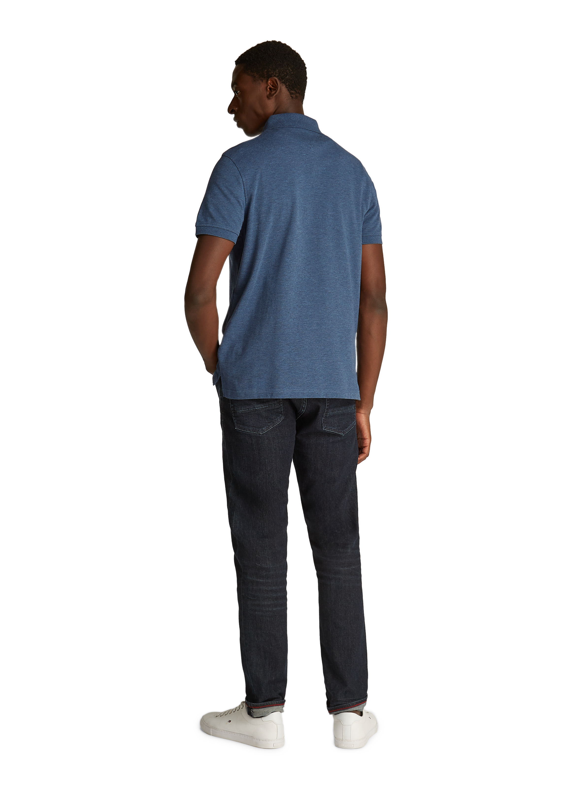 Polo droit en piqué de coton TOMMY HILFIGER Bleu