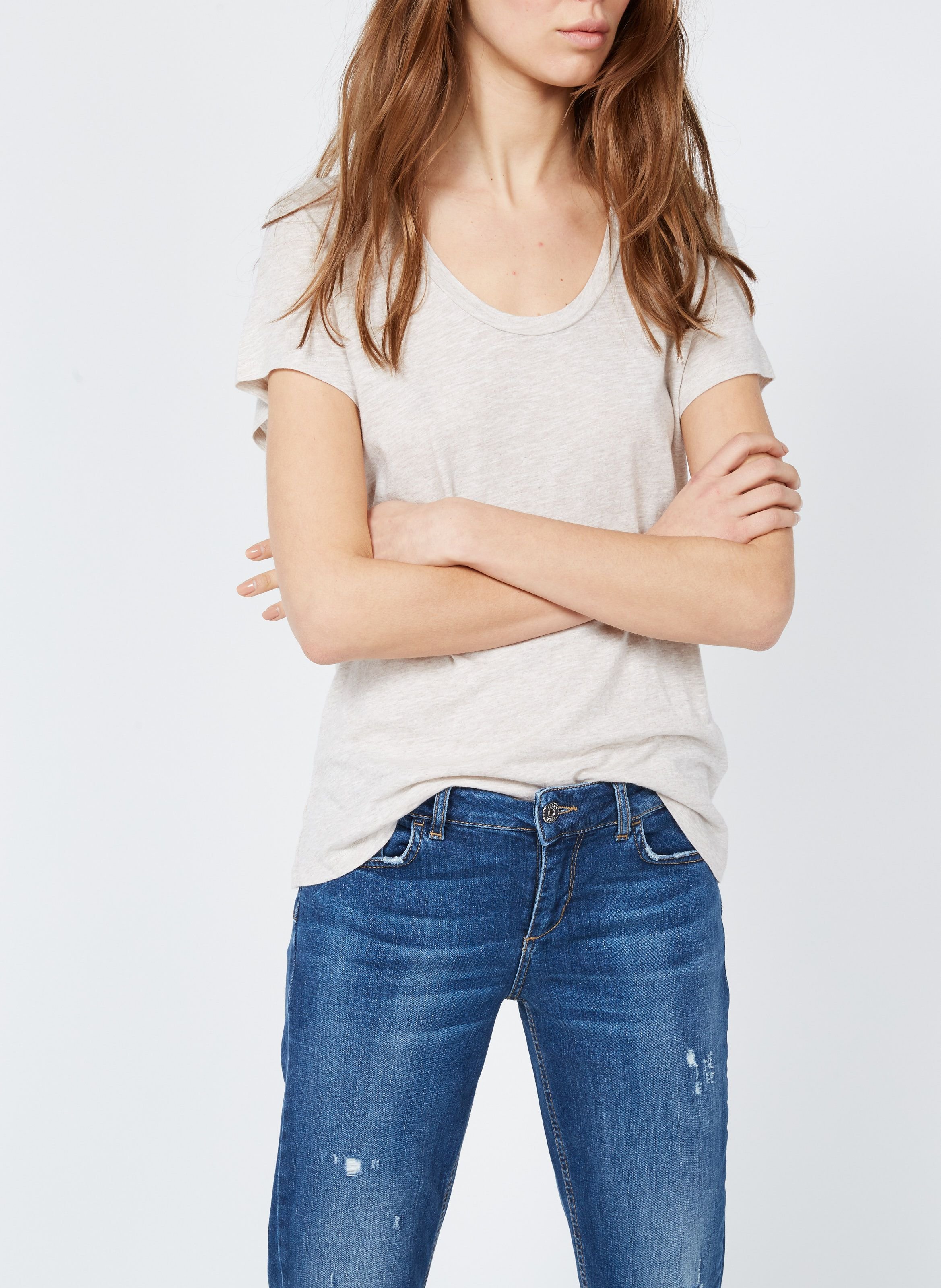 Tee-shirt col rond en coton mélangé jacksonville  Creme chine