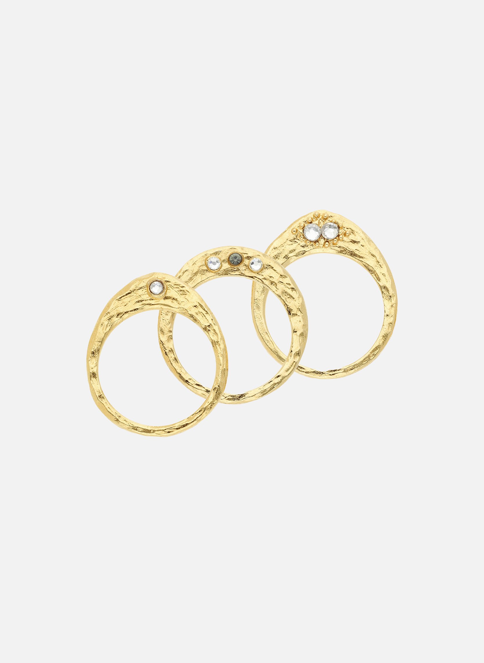 Bague tryptique avec cristaux en laiton doré seleya HIPANEMA Doré