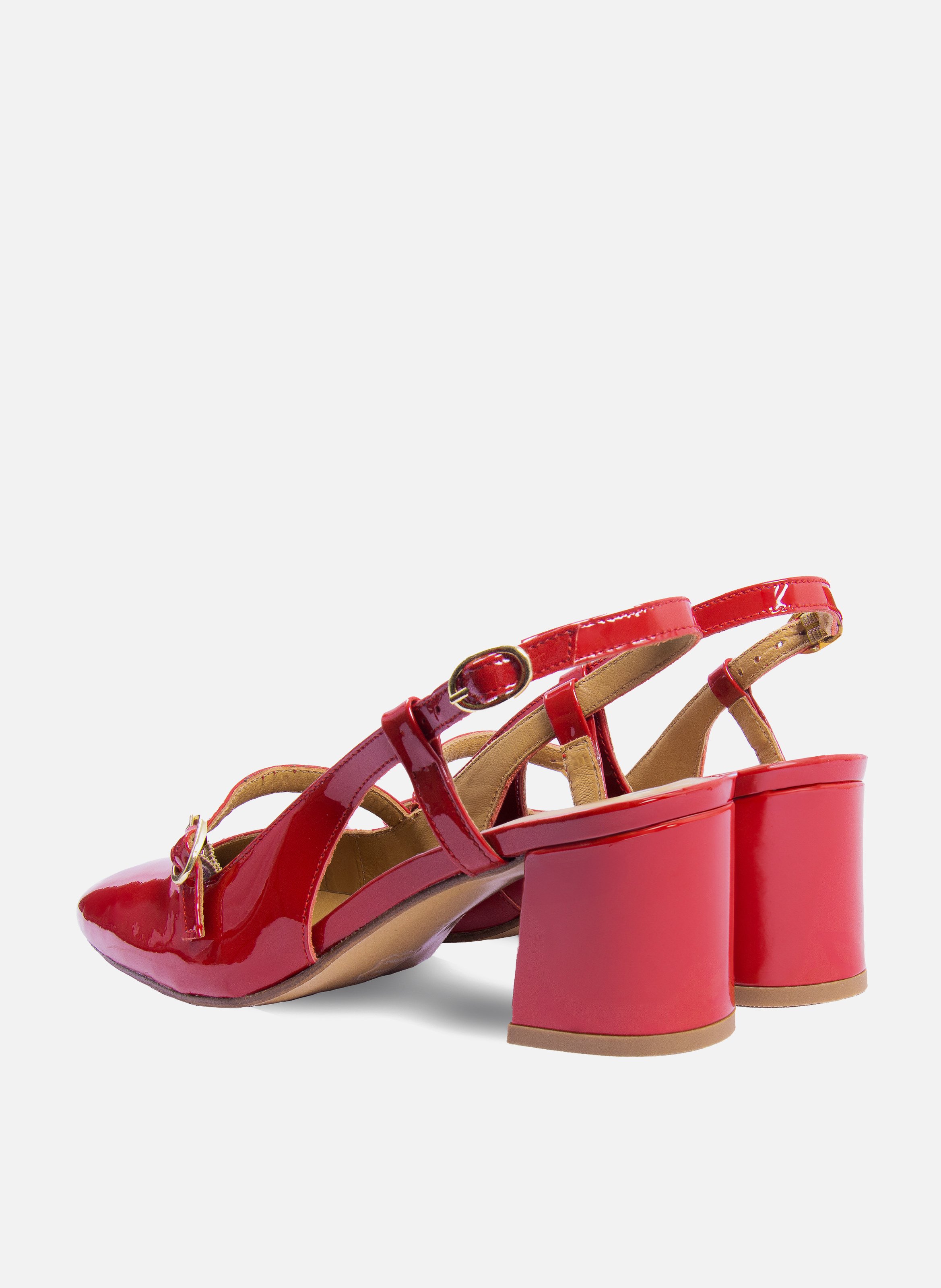 Escarpins slingback cuir vernis JULES & JENN Rouge