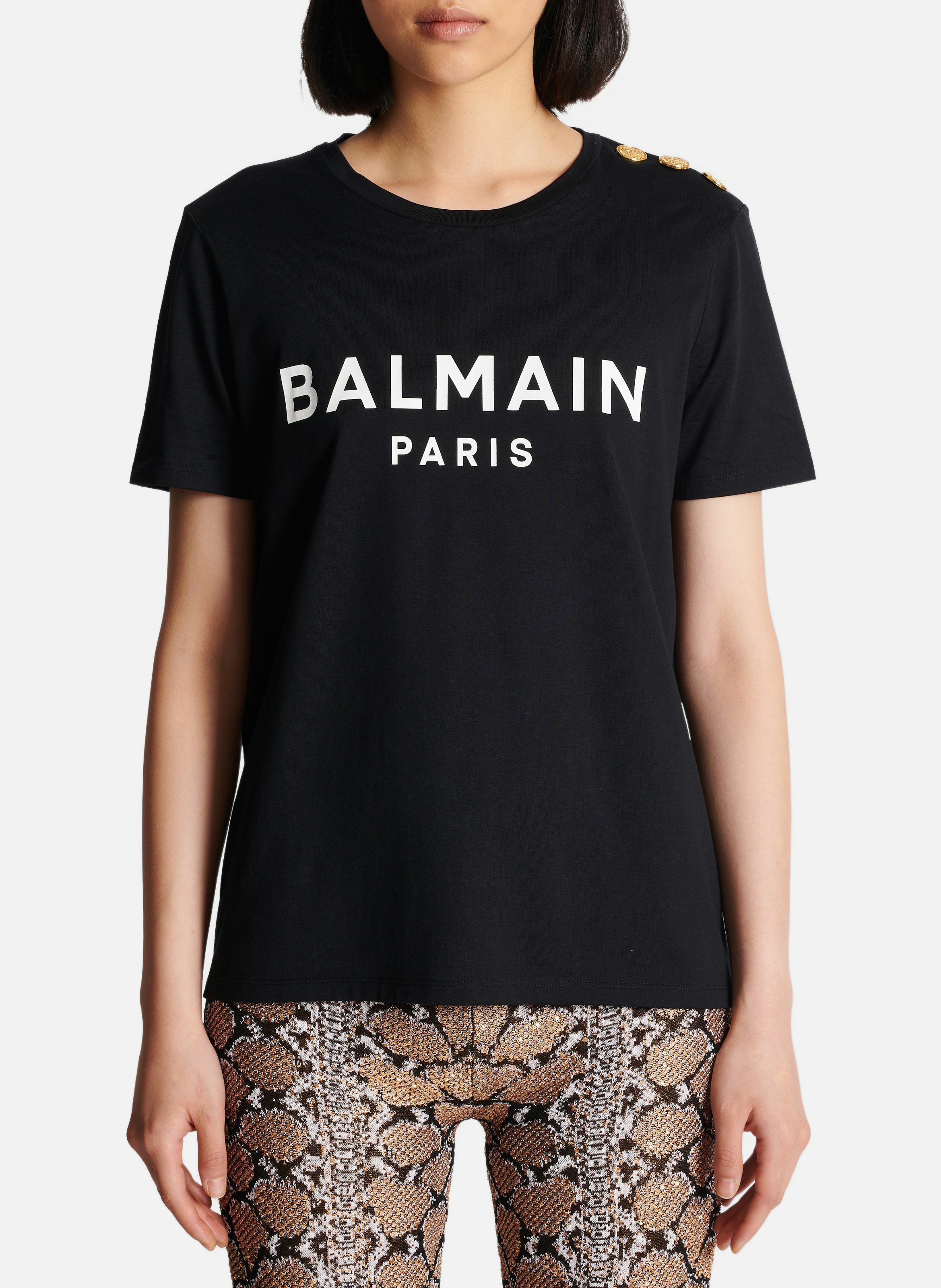 T-shirt imprimé balmain paris BALMAIN Noir