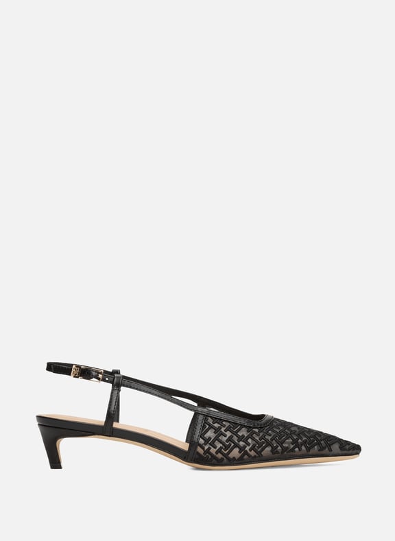 Slingback logotype Noir by TOMMY HILFIGER TOMMY HILFIGER Slingback logotype Noir