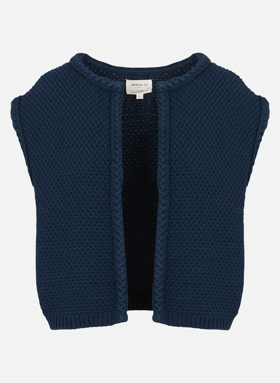 Gilet tressé sans manches uni betsy Bleu by MAISON 123 MAISON 123 Gilet tressé sans manches uni betsy Bleu
