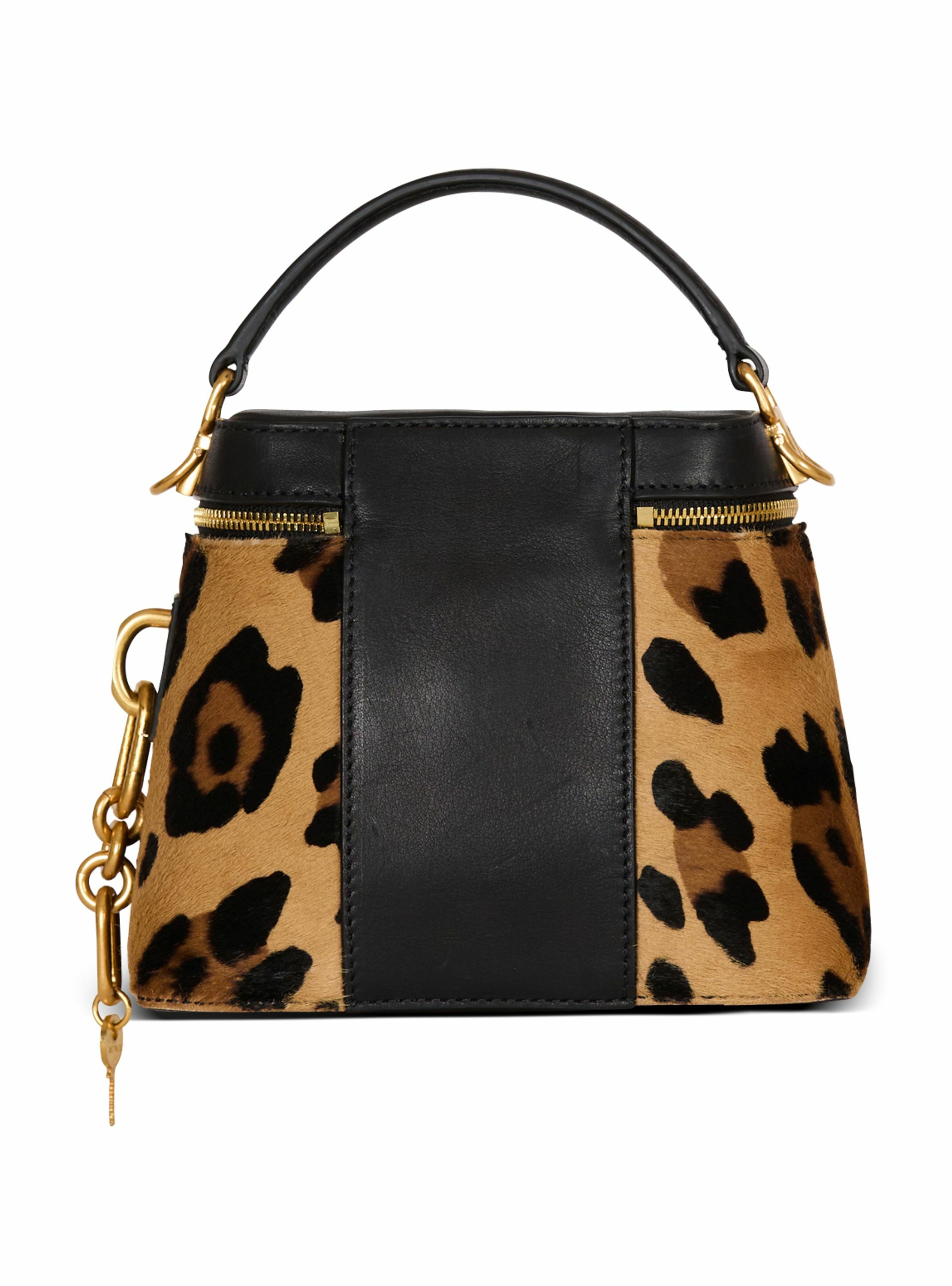 Sac pulse vanity en cuir motif léopard BALMAIN Marron