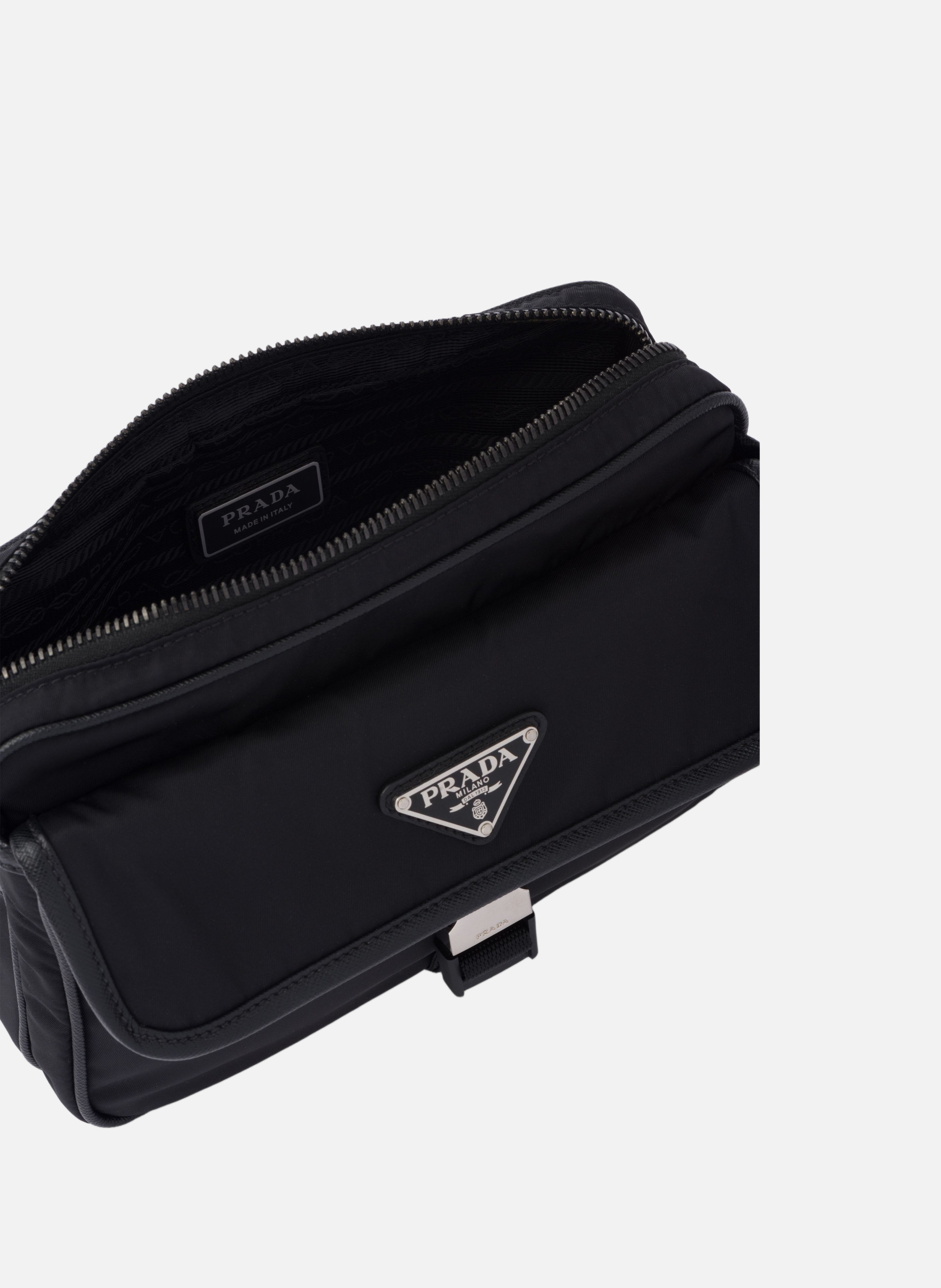 Sac porté épaule en re-nylon et cuir saffiano PRADA Noir