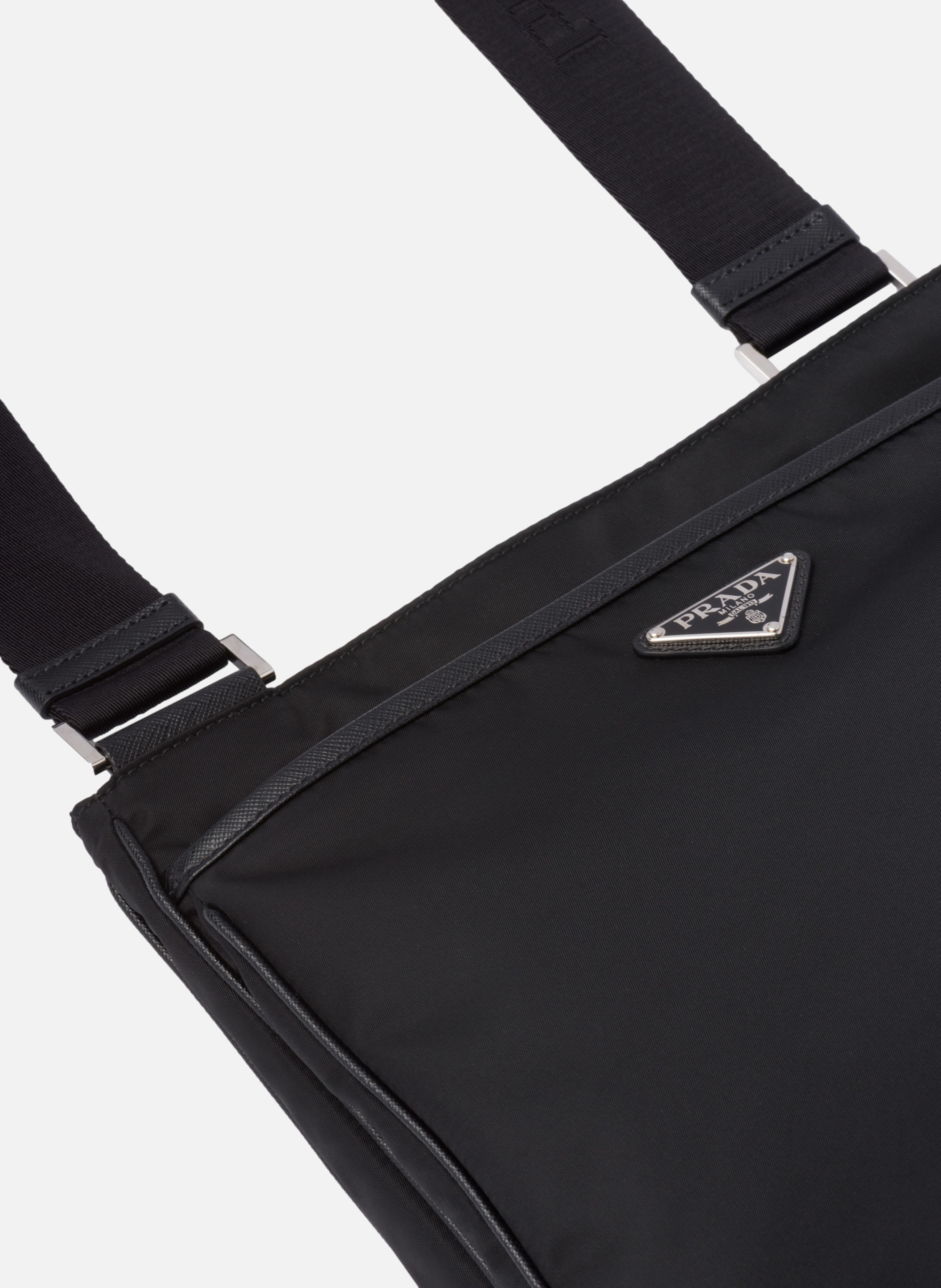 Sac porté épaule en re-nylon et saffiano PRADA Noir