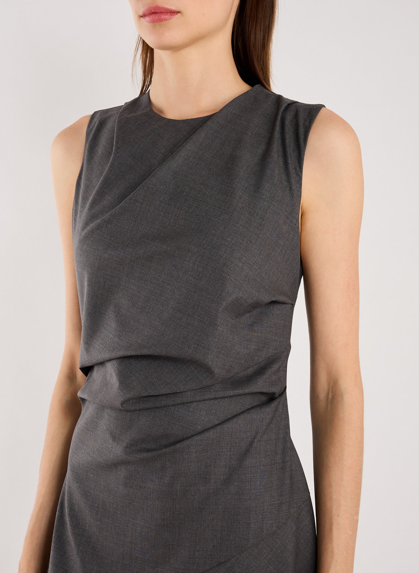 Robe longue drapée en laine vierge ROHE FRAMES Gris