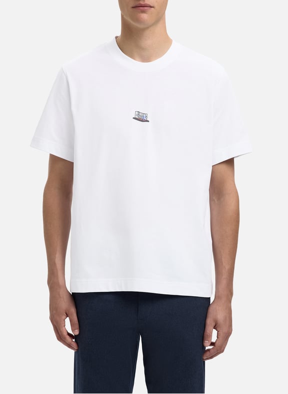 T-shirt droit imprimé en coton biologique Blanc by SELECTED SELECTED T-shirt droit imprimé en coton biologique Blanc