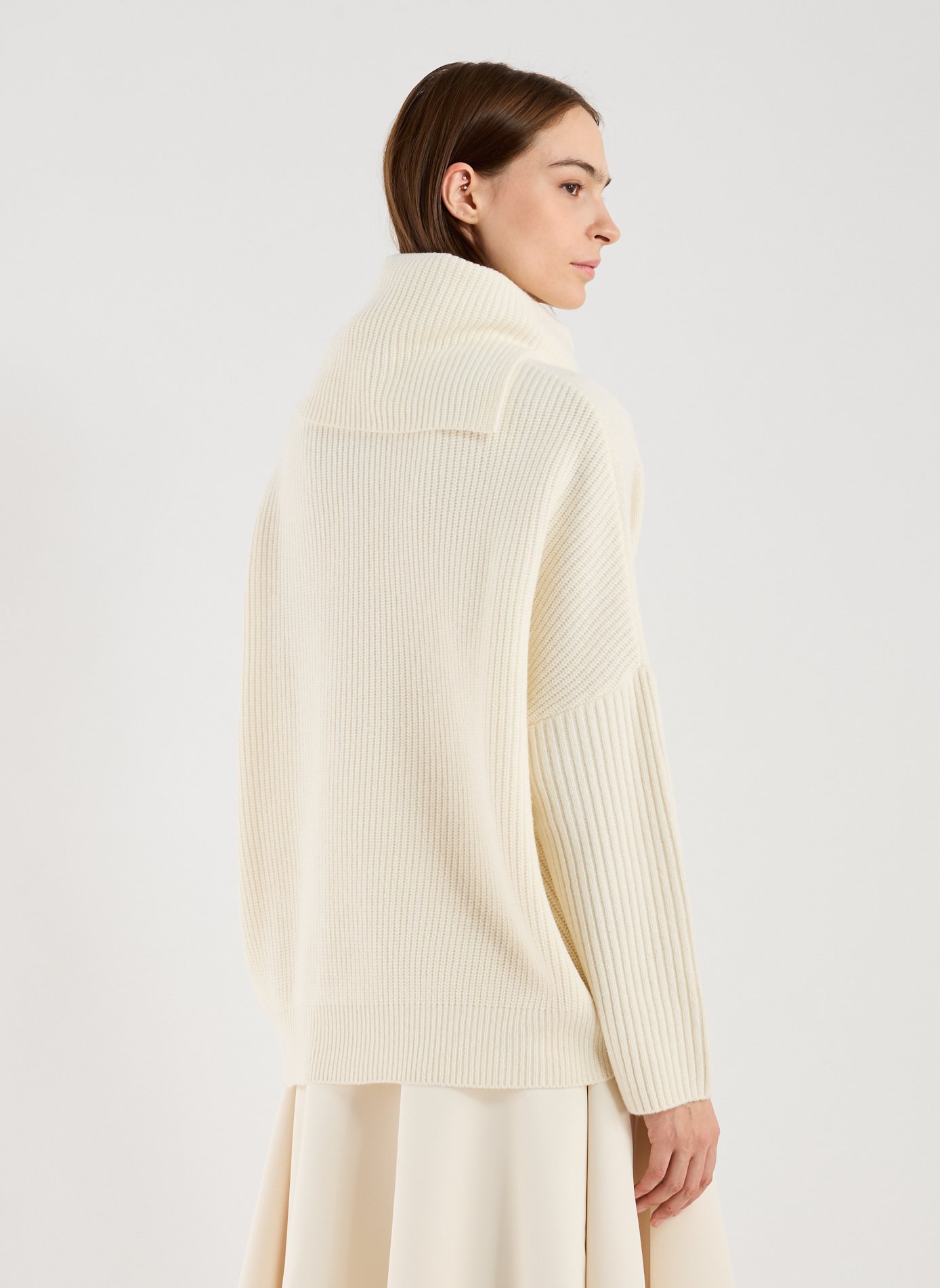 Pull large en coton et cachemire mélangés SANDBEIGE Blanc