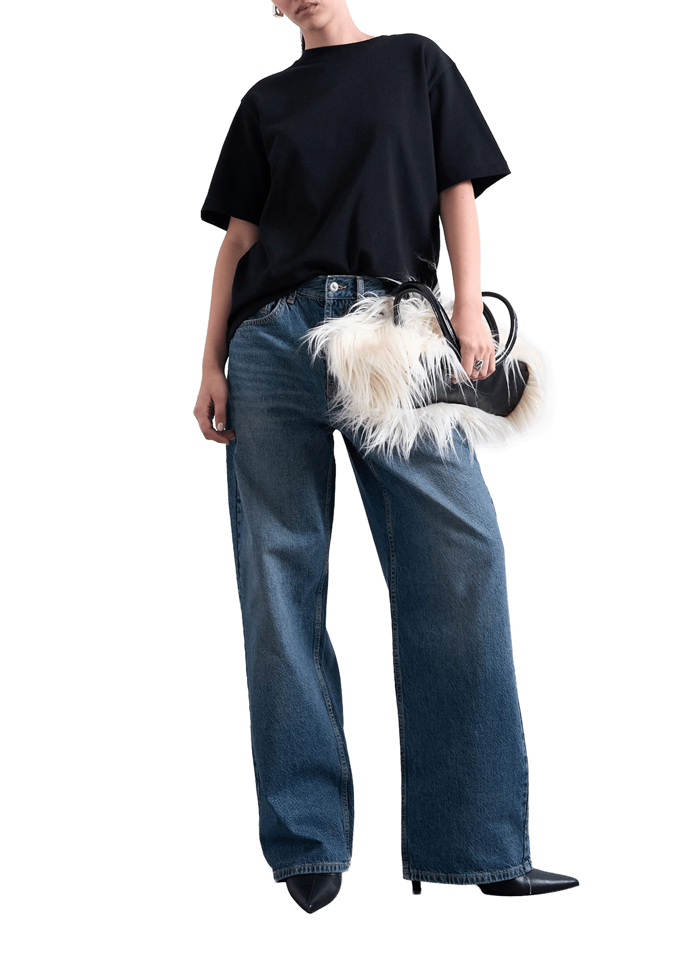 Top uni col rond TOPSHOP Noir