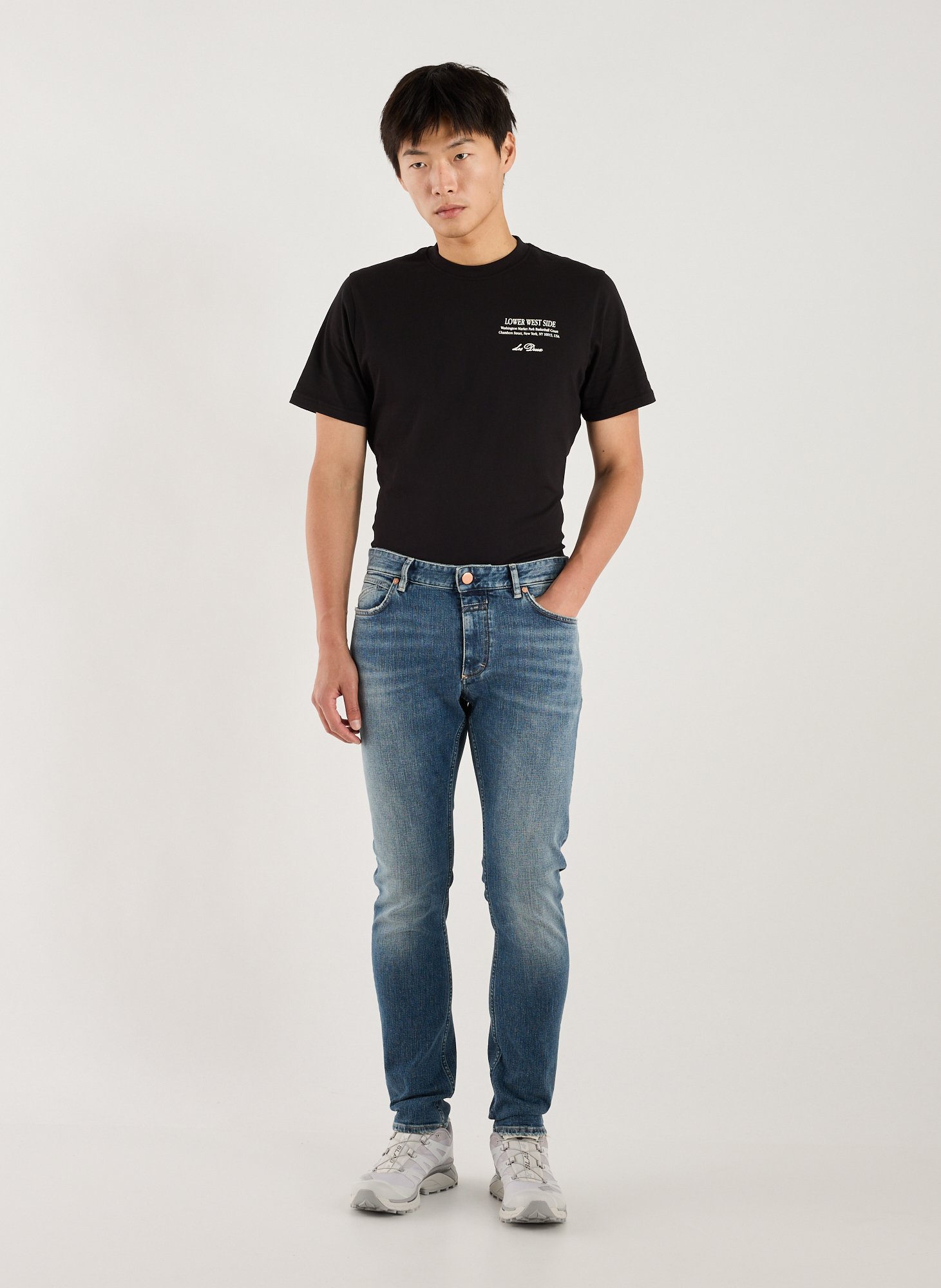 Jean slim en coton mélangé CLOSED Bleu