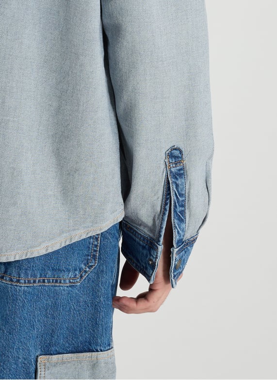 Chemise en jean en coton mélangé | Bleu by GUESS Chemise en jean en coton mélangé Bleu