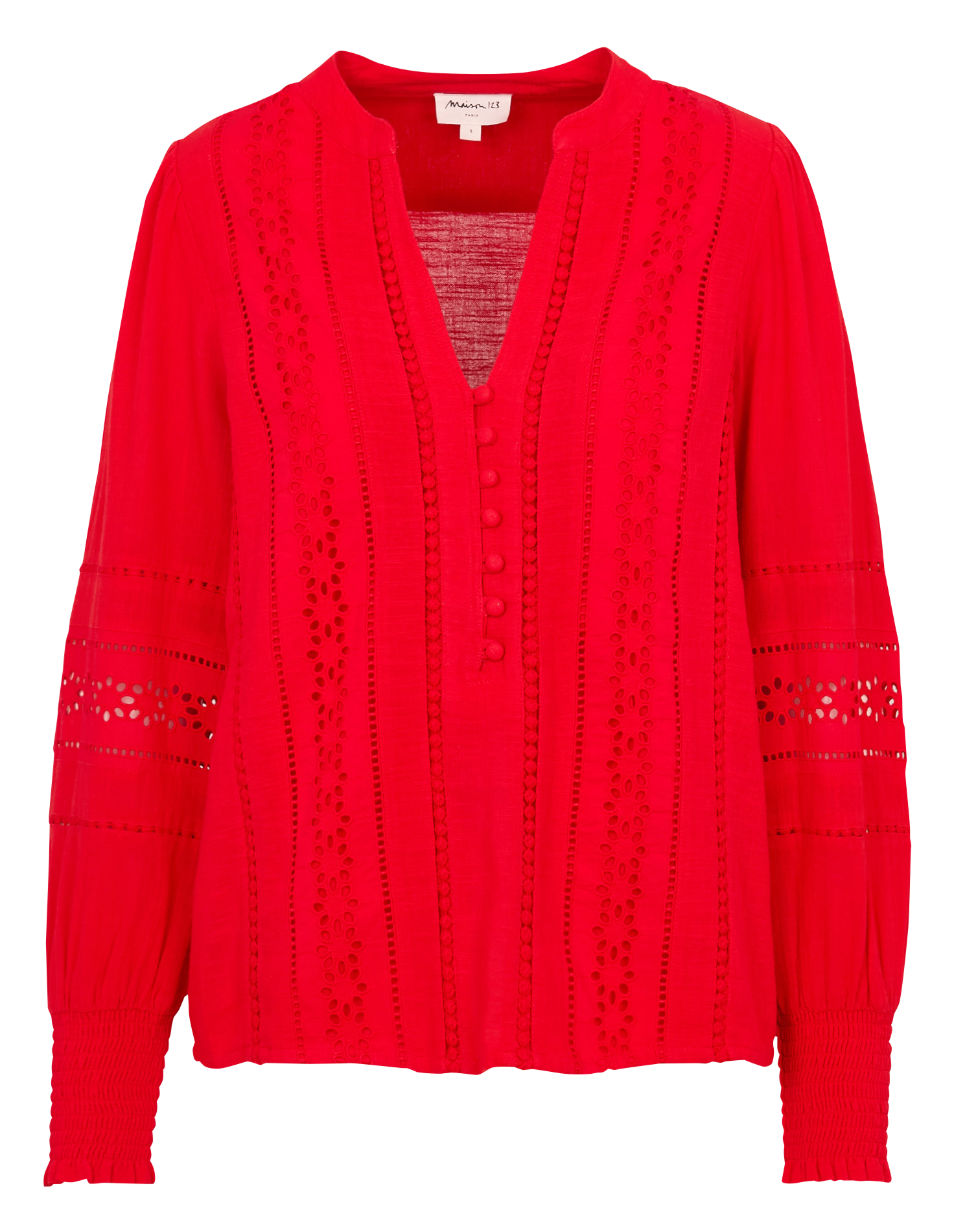Blouse col v en coton baila MAISON 123 Rouge