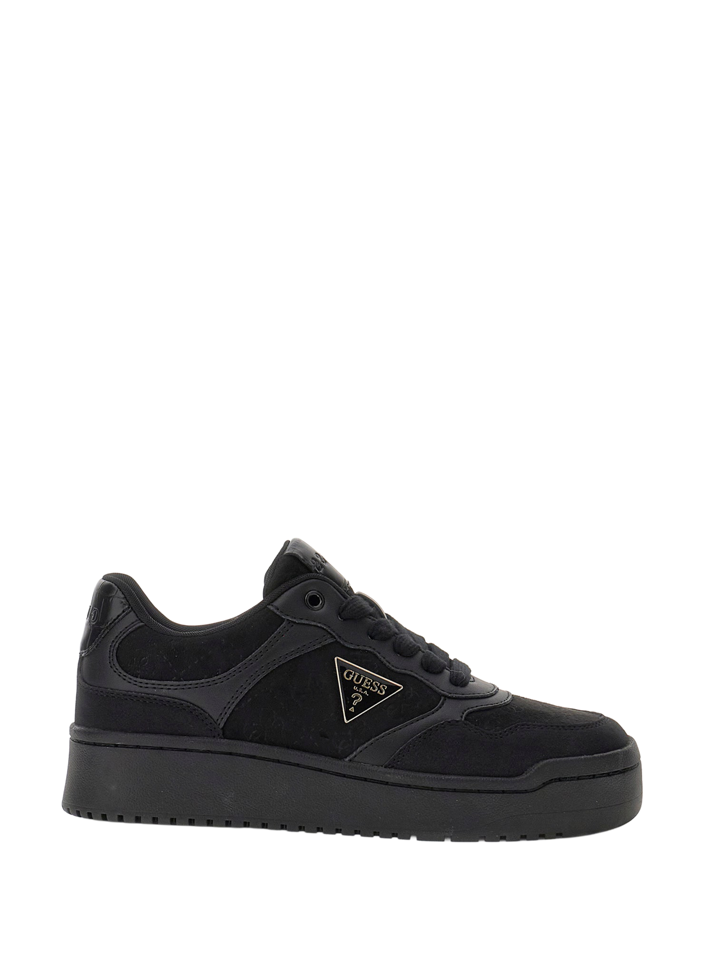 GUESS Sneakers with printed logo in suede leather Black