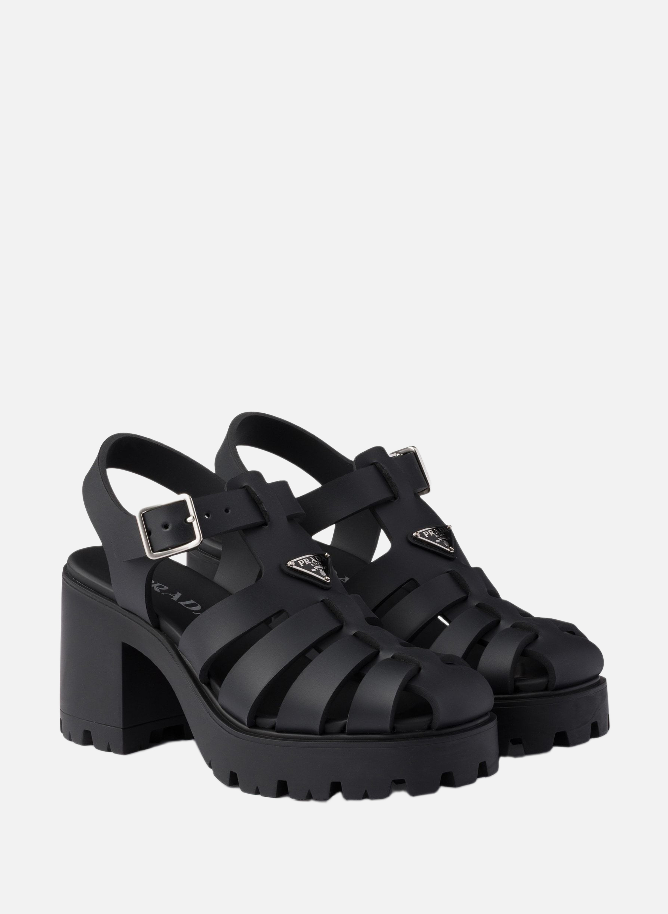 Sandales à plateforme en gomme PRADA Noir