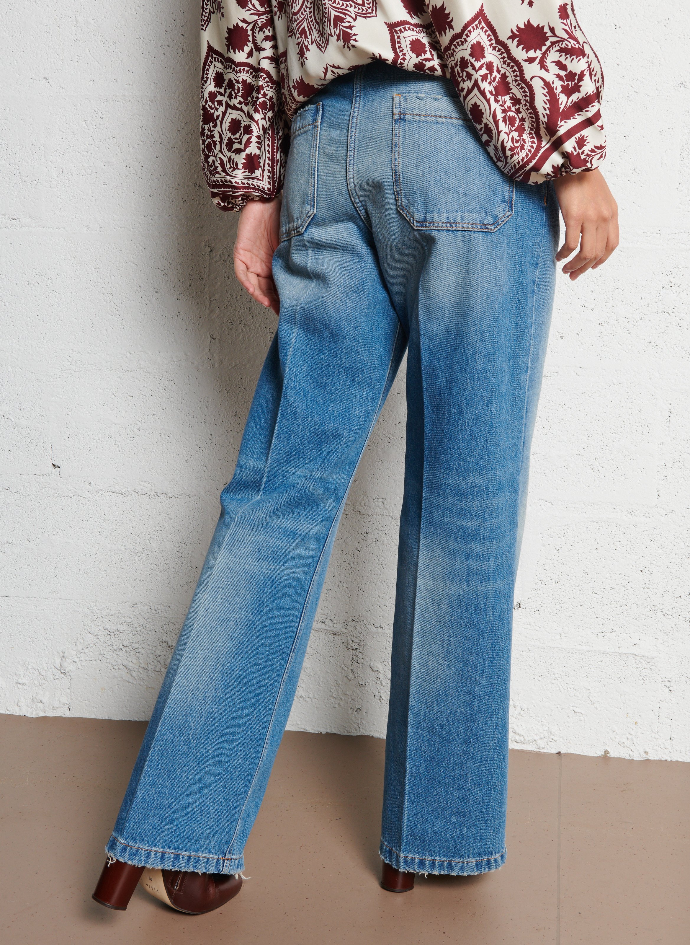 Jean large délavé en coton vecchi BA&SH Bleu