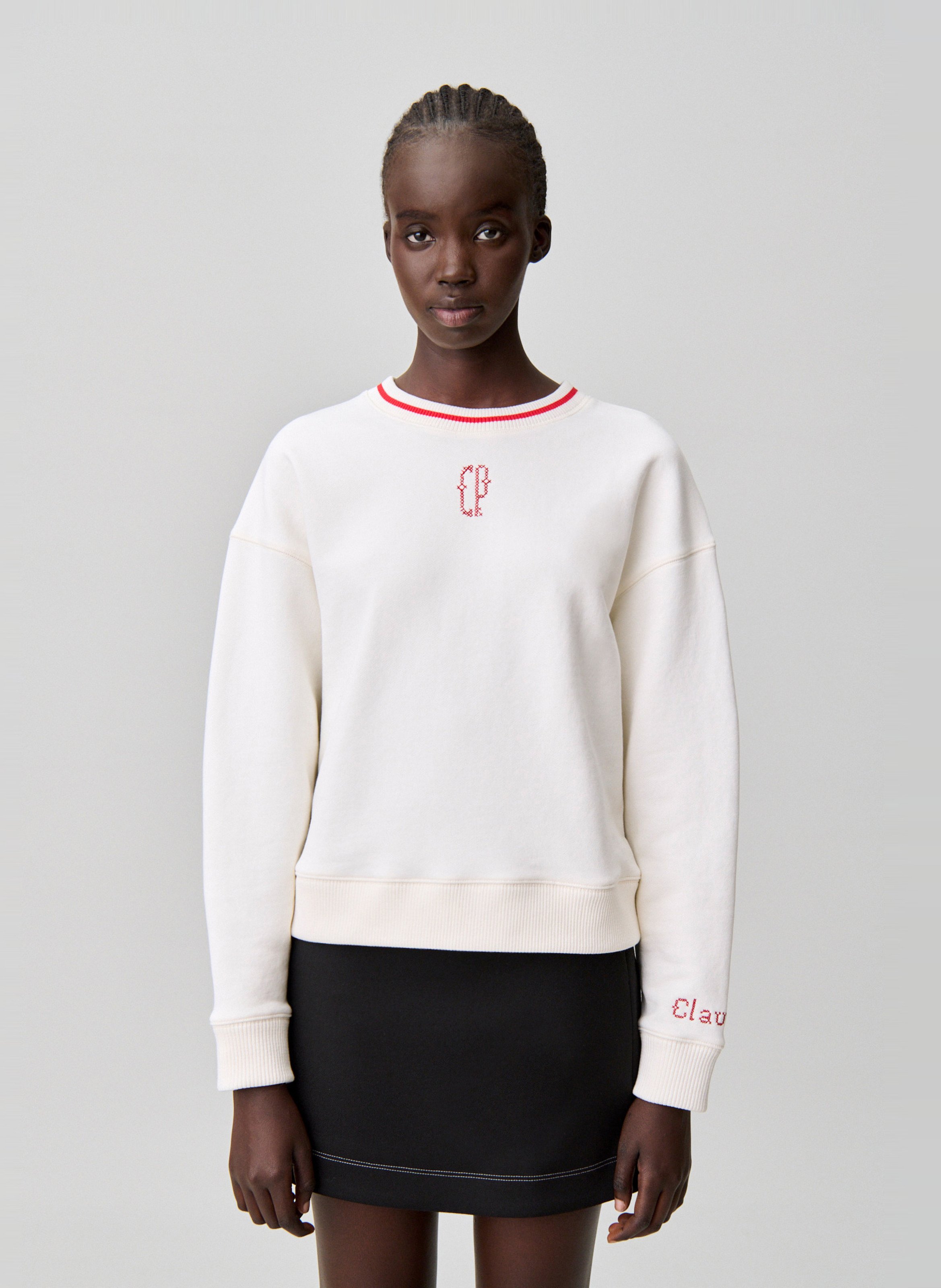 Sweat col rond en coton CLAUDIE PIERLOT Beige