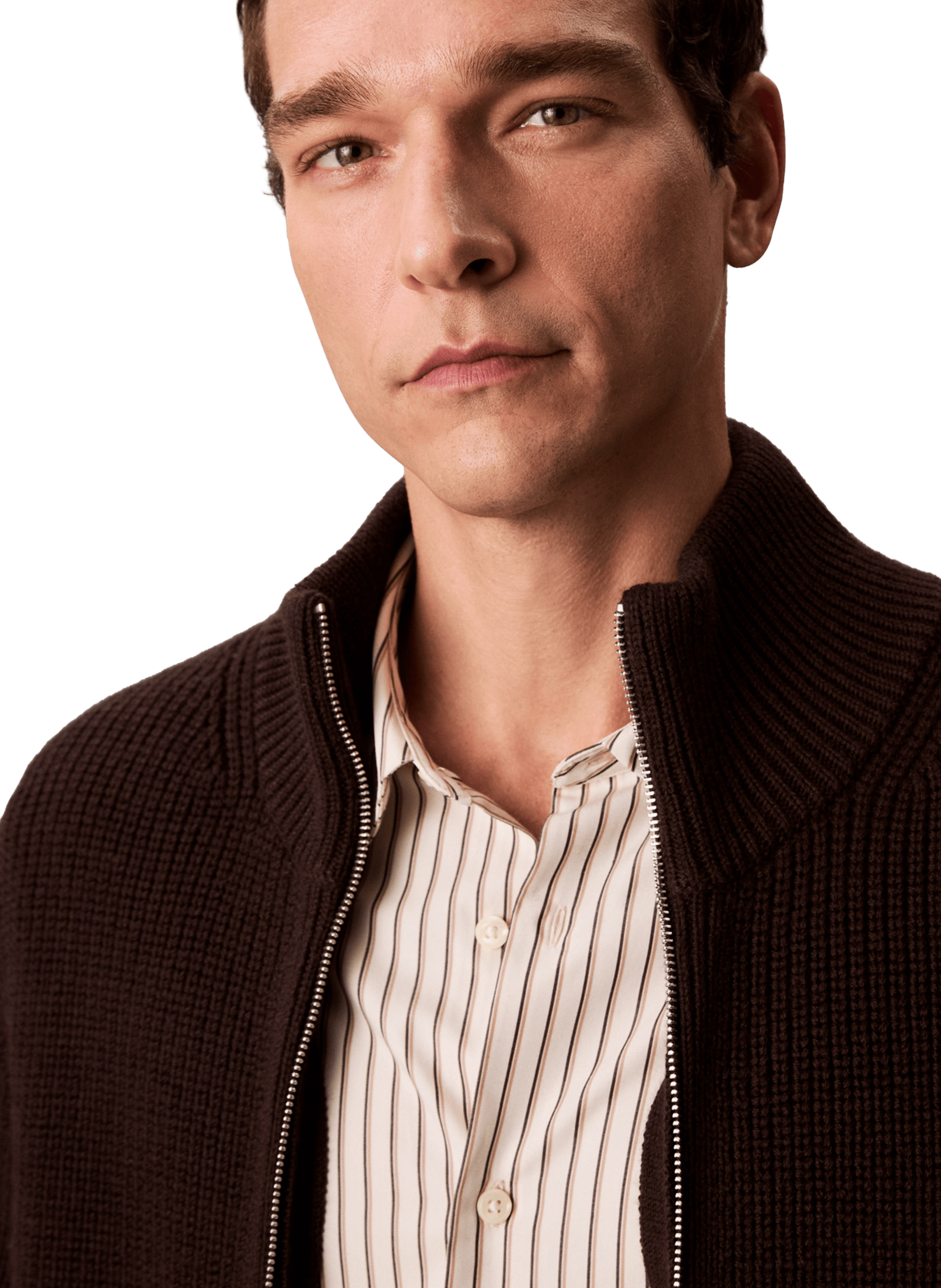 High-neck wool blend vest CALVIN KLEIN Brown