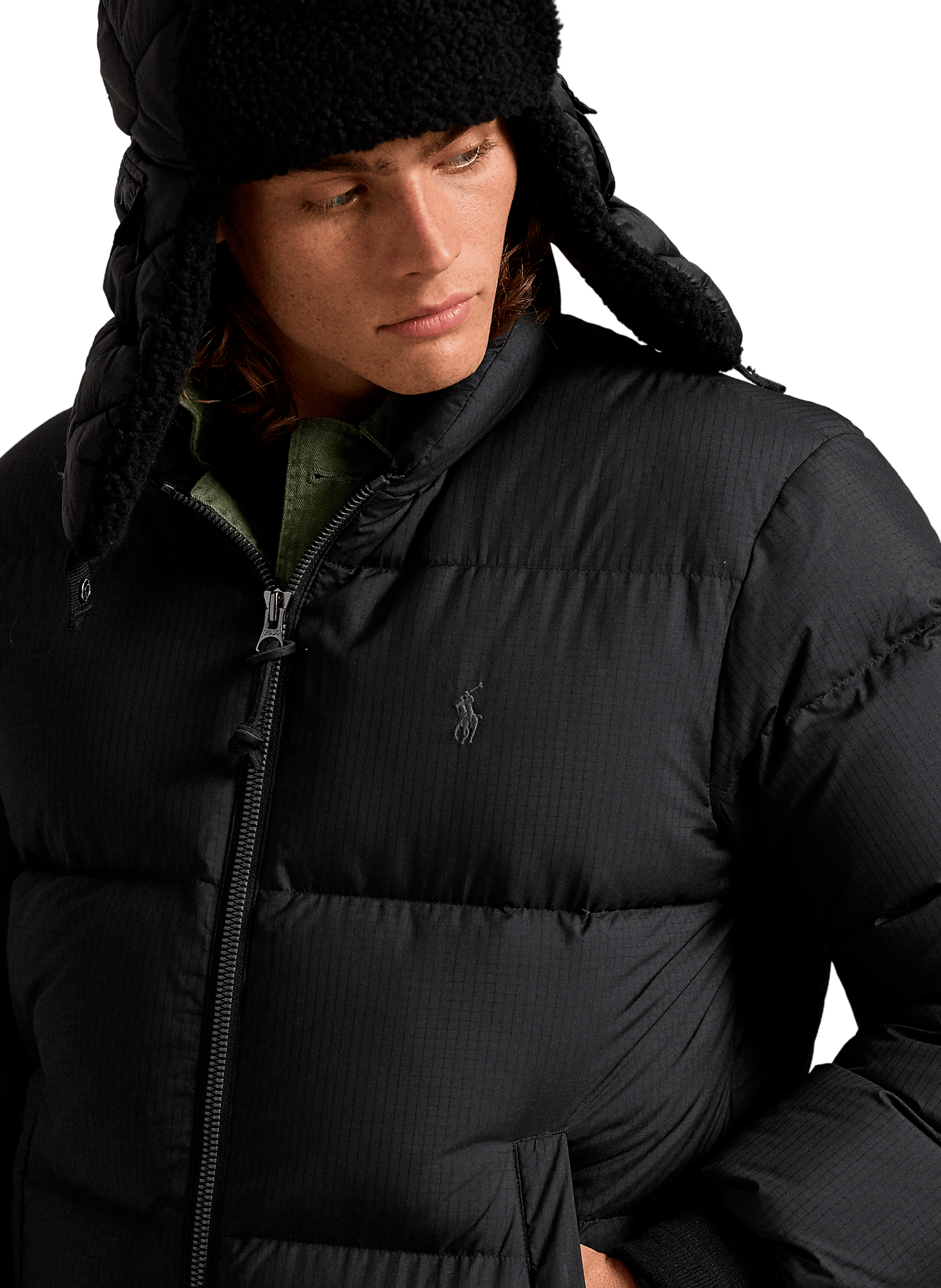 Down jacket with logo POLO RALPH LAUREN Black