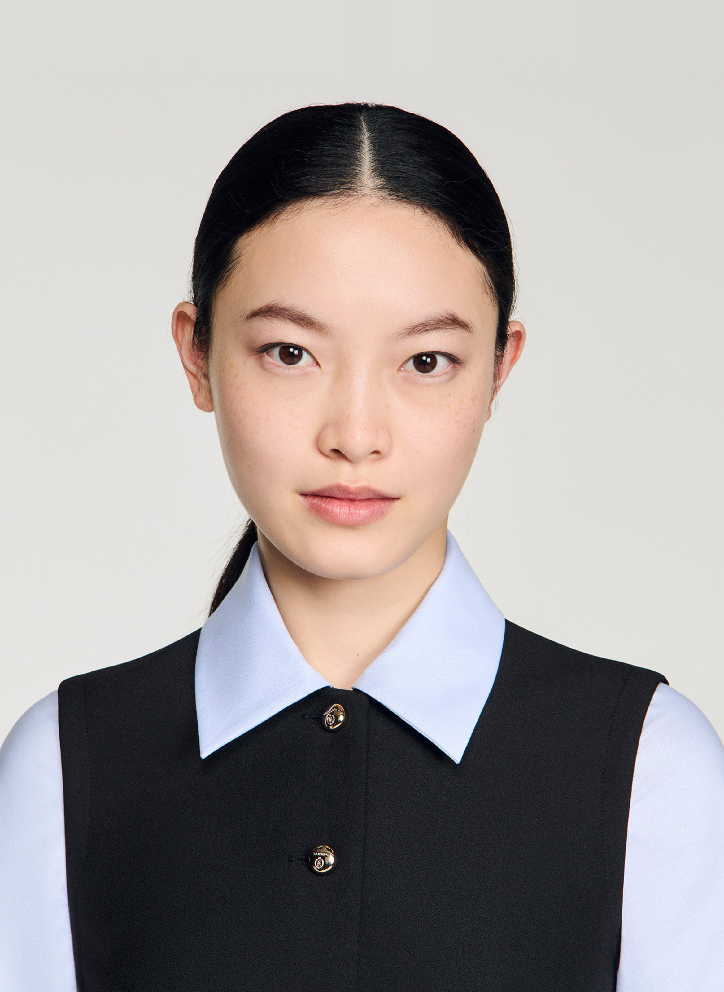 Robe courte col classique 2 en 1 SANDRO Noir