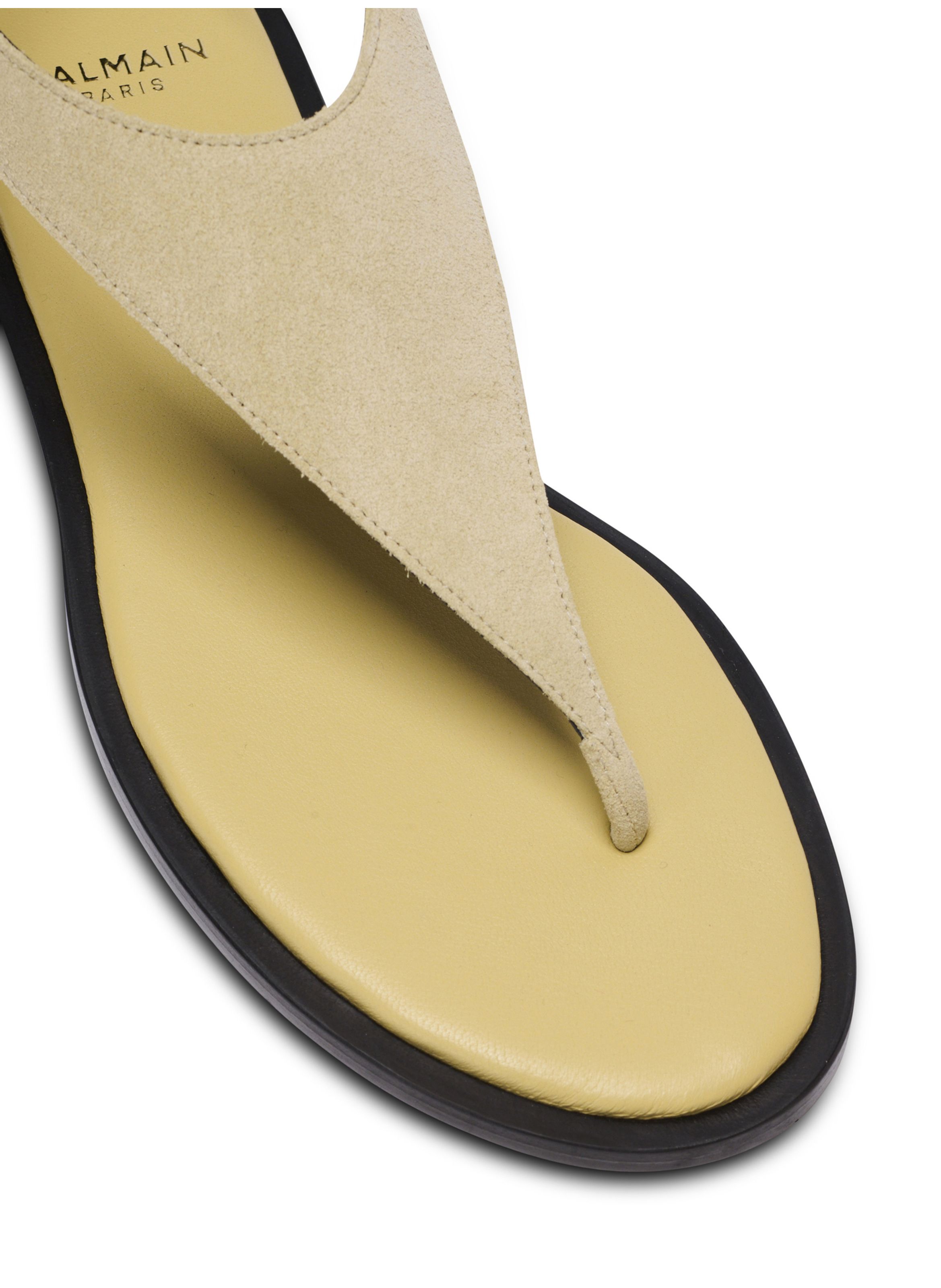 Sandales plates entre-doigts anthem en daim BALMAIN Beige