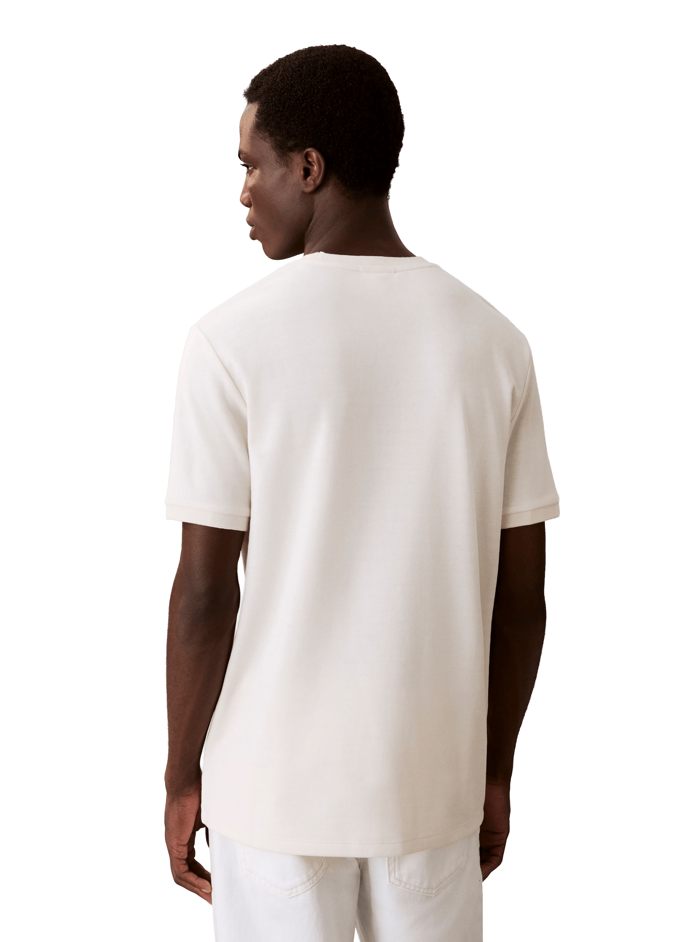 T-shirt manches courtes en coton mélangé CALVIN KLEIN Beige