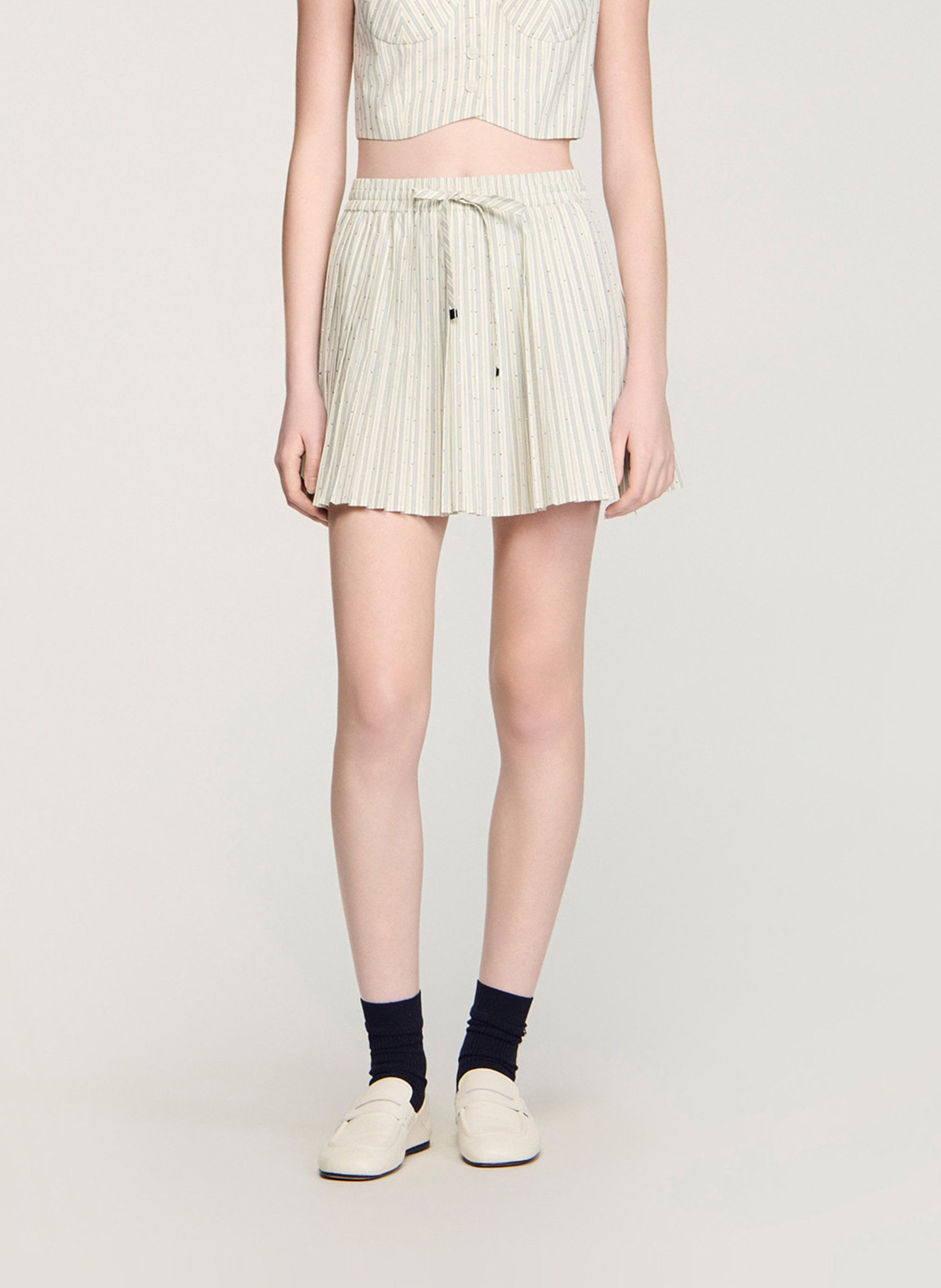 Jupe courte plissée SANDRO Beige