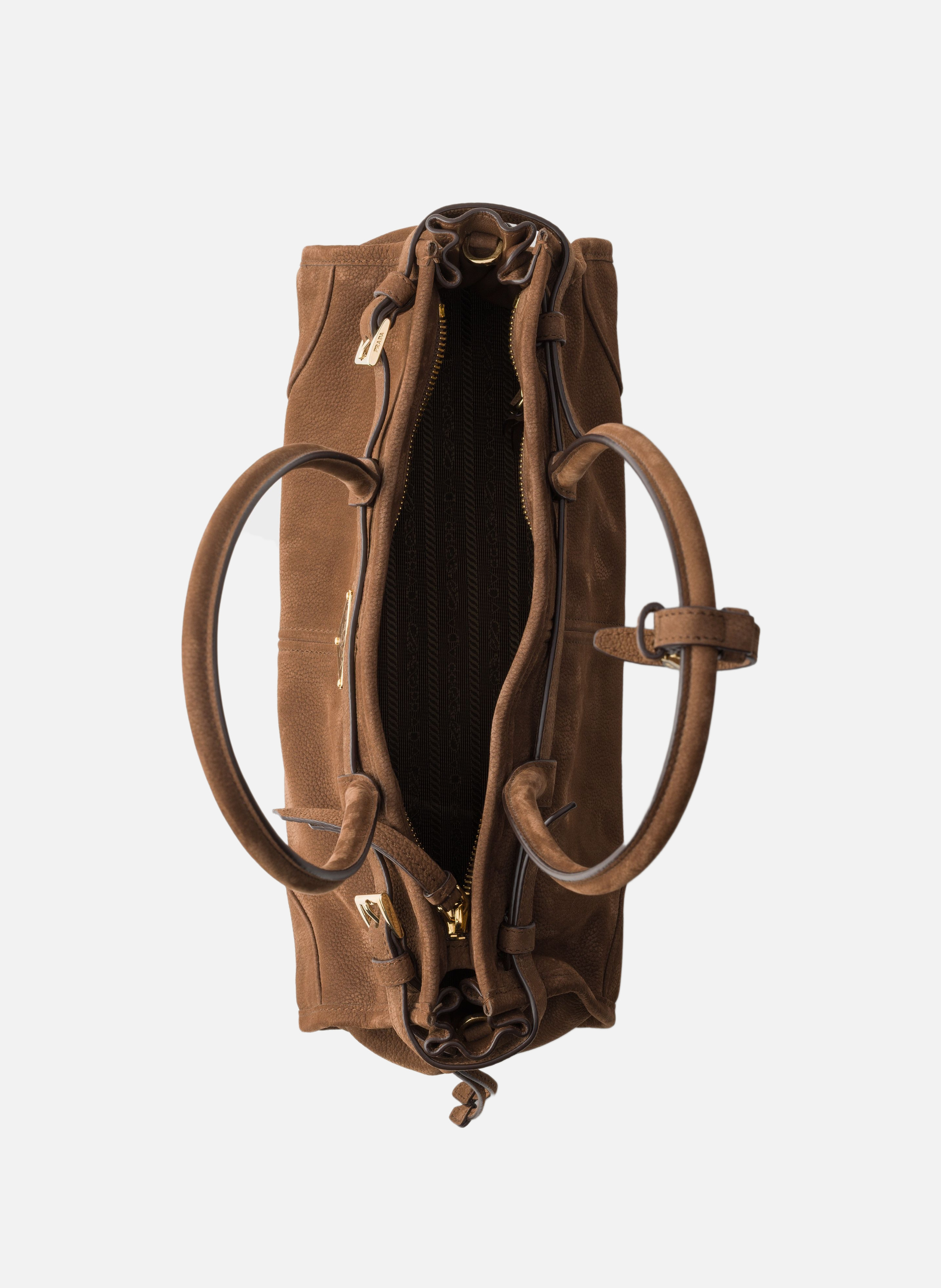 Sac à main prada bonnie en cuir nubuck de taille m PRADA Marron