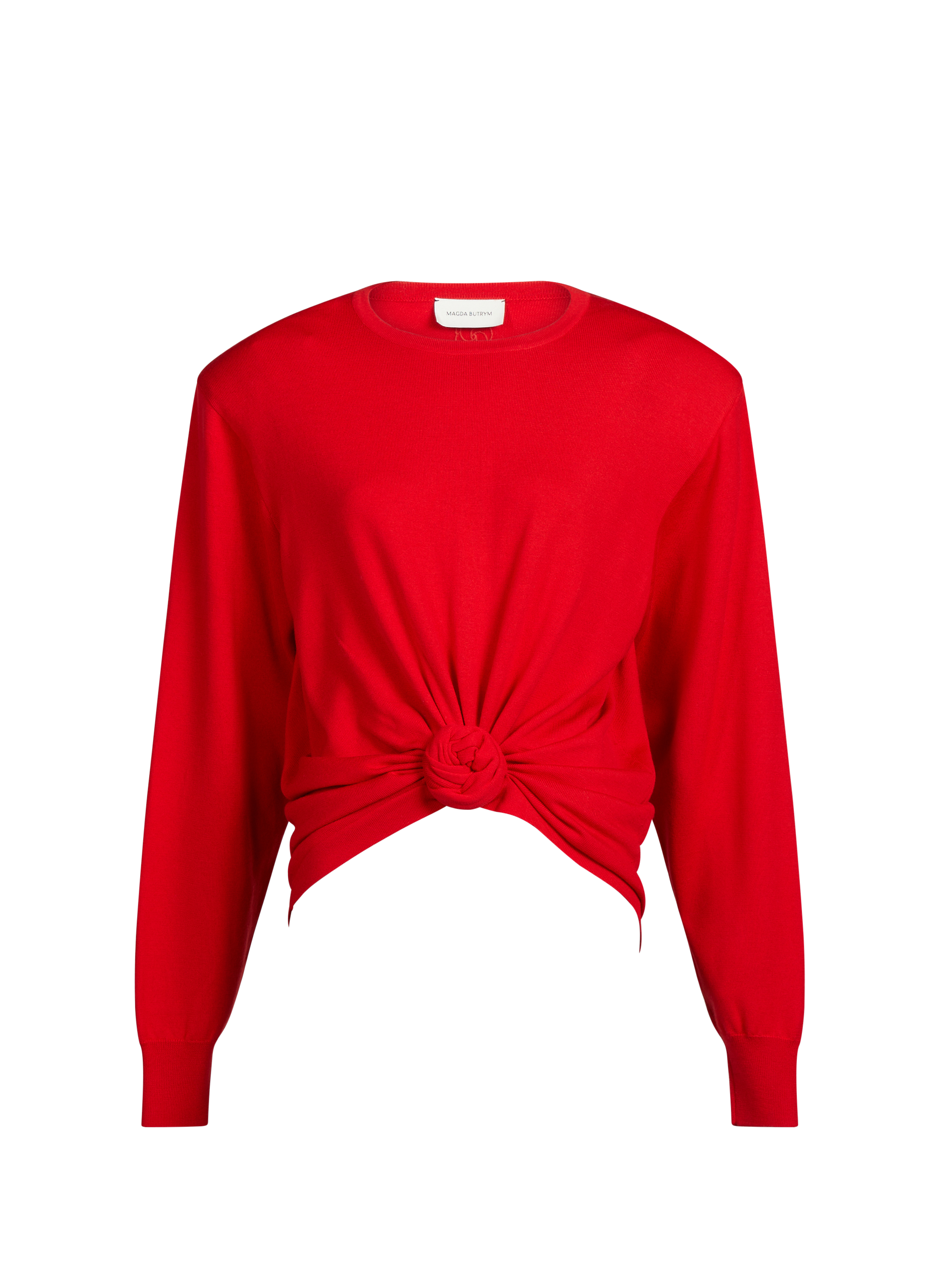 Pull col rond noué à l'avant en laine MAGDA BUTRYM Rouge