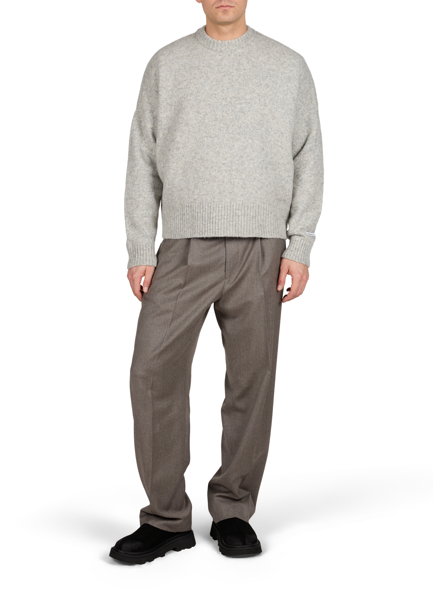 Pantalon droit en laine ANNARR Marron