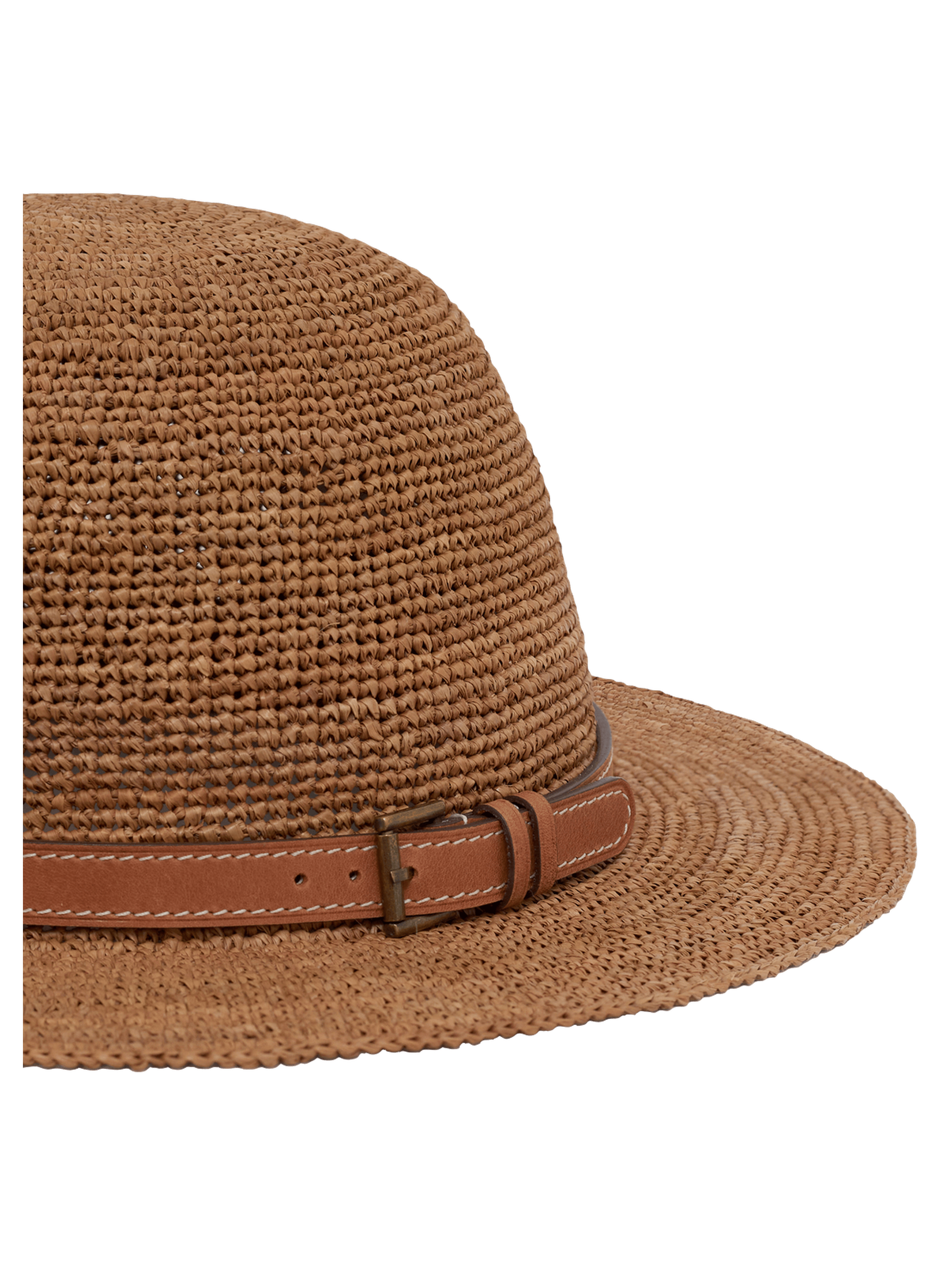 Chapeau en raphia et cuir - lisa PABLO Beige