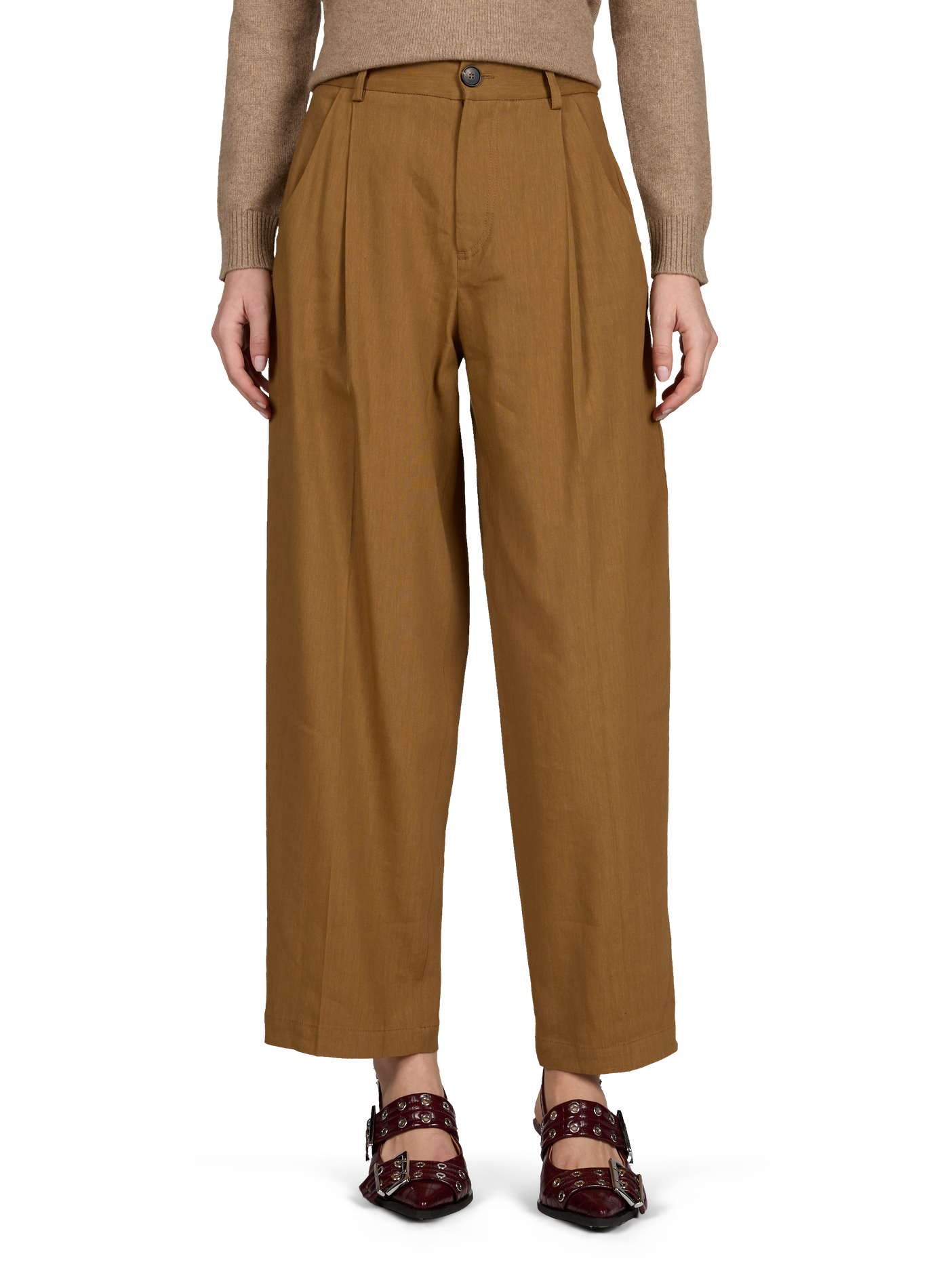 Pantalon Ruben en lin TELA Marron