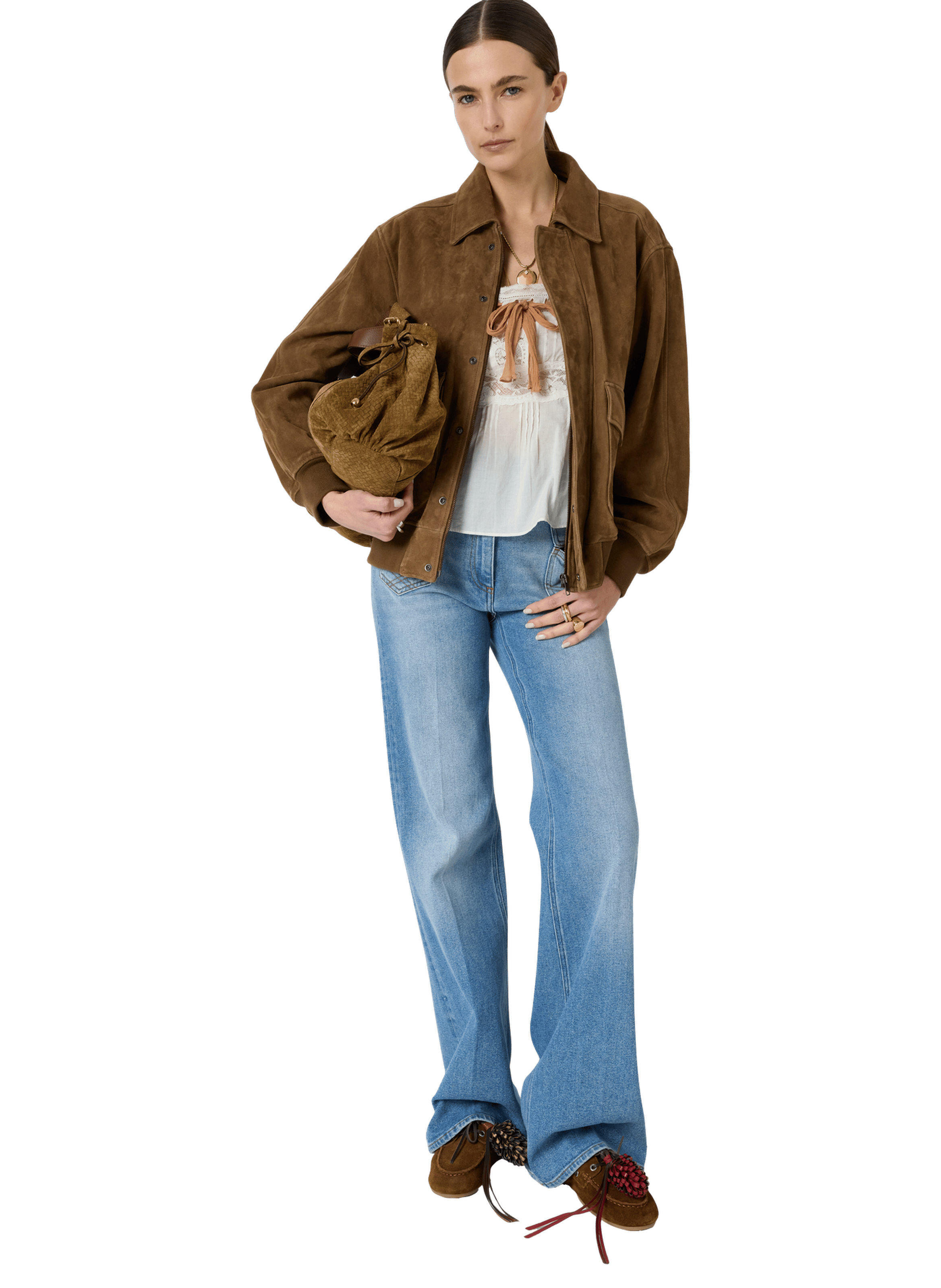 Blouson en cuir velours GERARD DAREL Marron