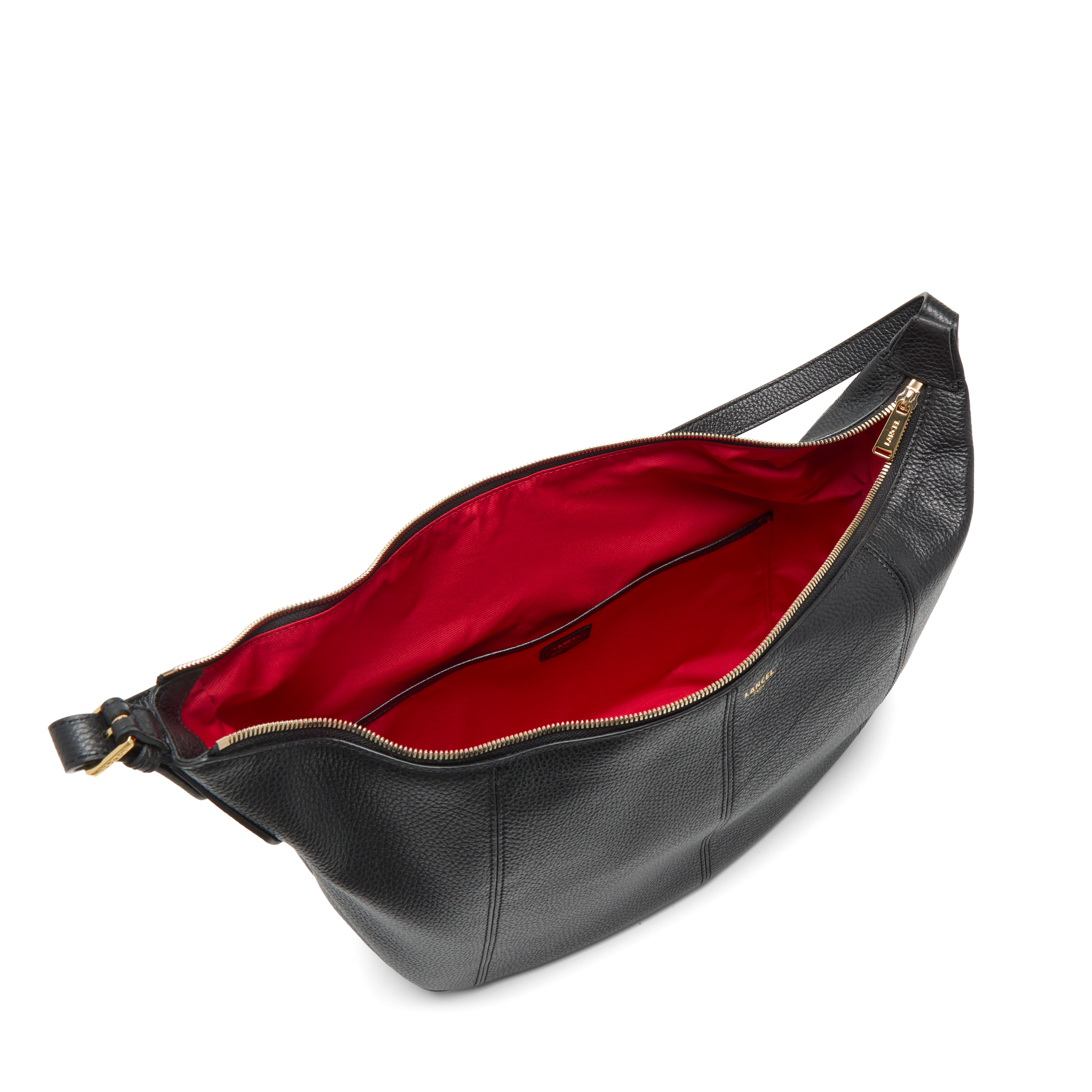 Sac hobo zippé l victoire de lancel en cuir LANCEL Noir