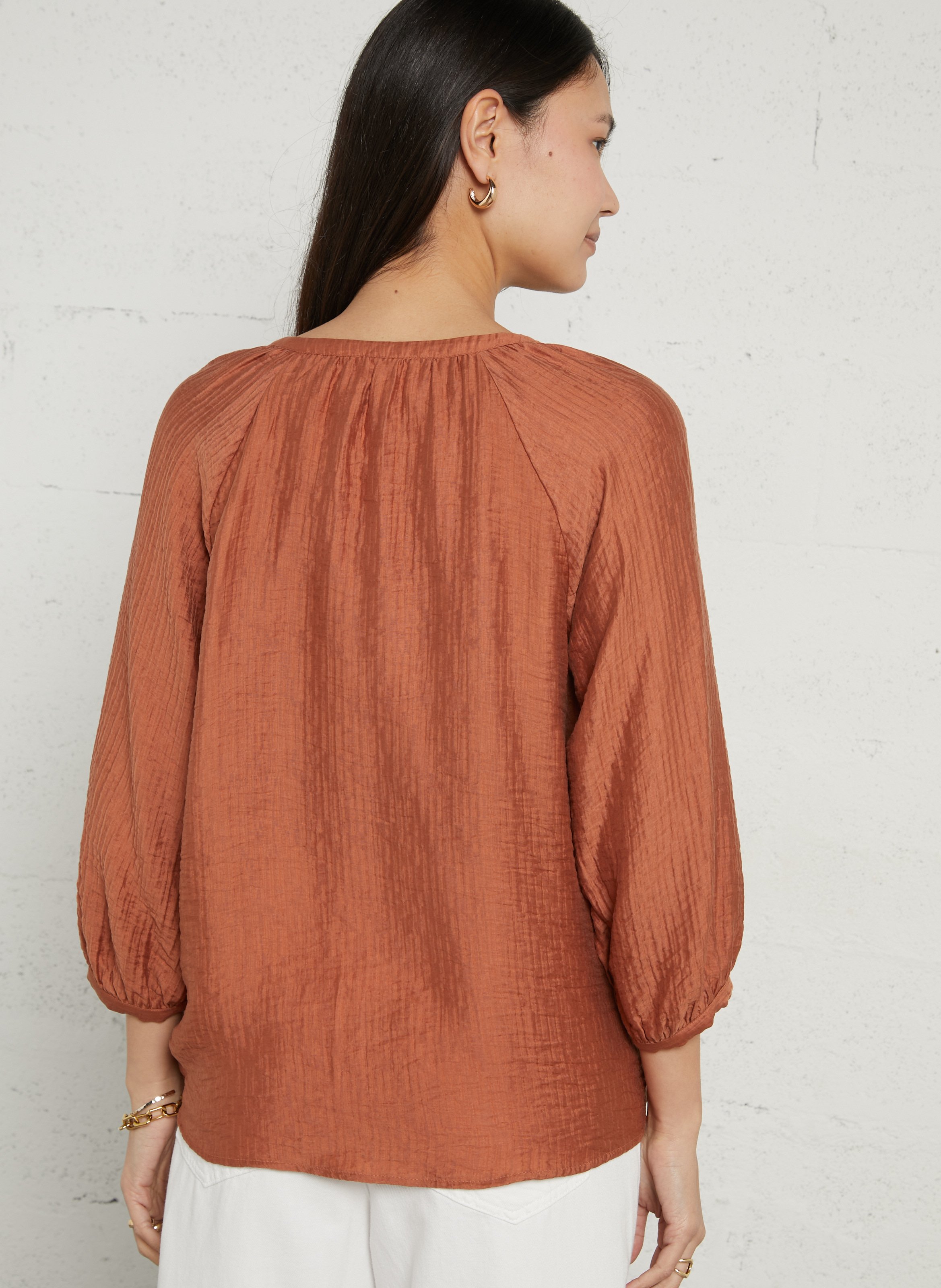 Chemisier col v texturé draya MAISON 123 Rouge