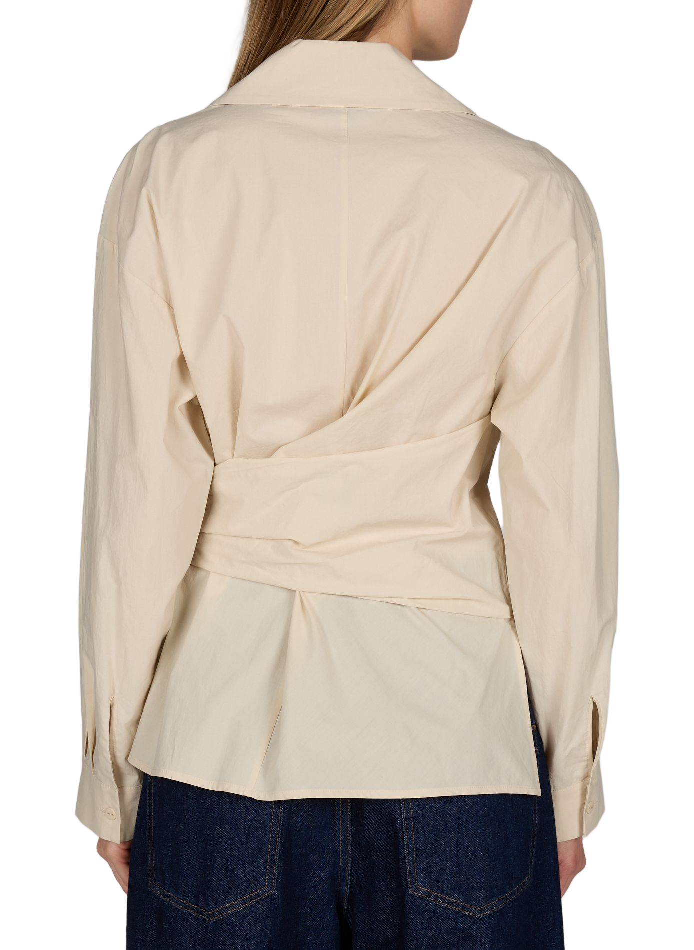 Asymmetrical shirt with side bow in cotton ADOLFO DOMINGUEZ Beige