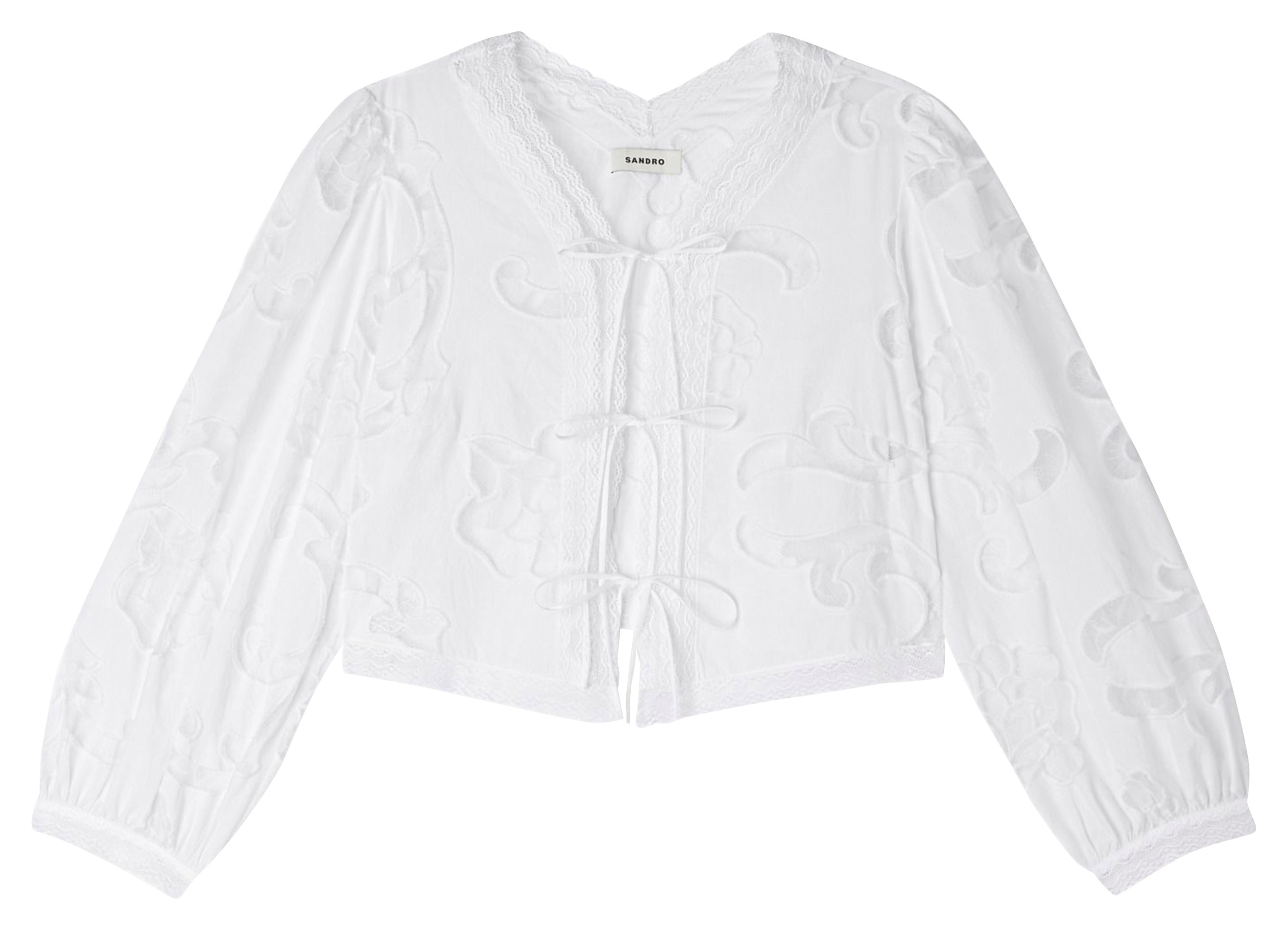 Blouse col rond en coton mélangé SANDRO Beige