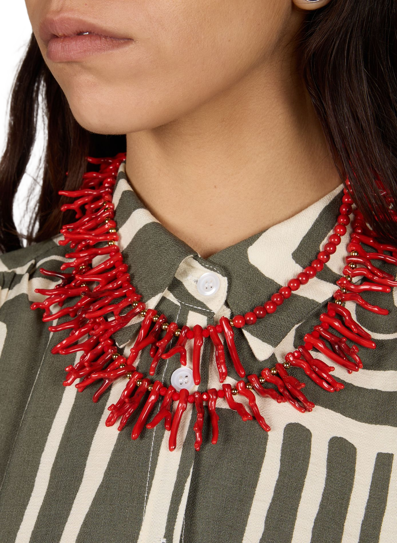 Long necklace with coral details AU PRINTEMPS PARIS Red