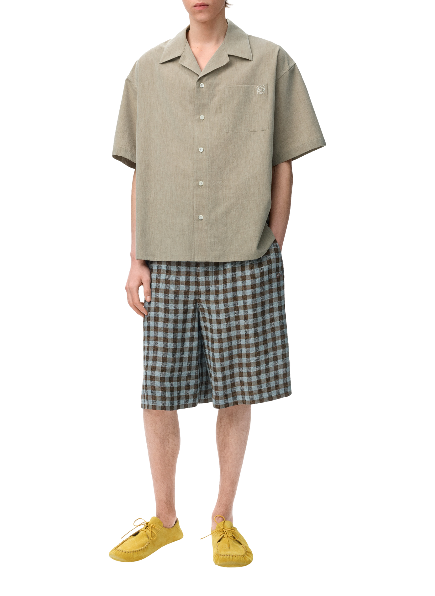 Kurzarmhemd aus Wolle und Baumwolle LOEWE Beige