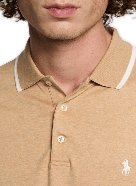 Slim-fit long-sleeved cotton polo shirt POLO RALPH LAUREN Beige