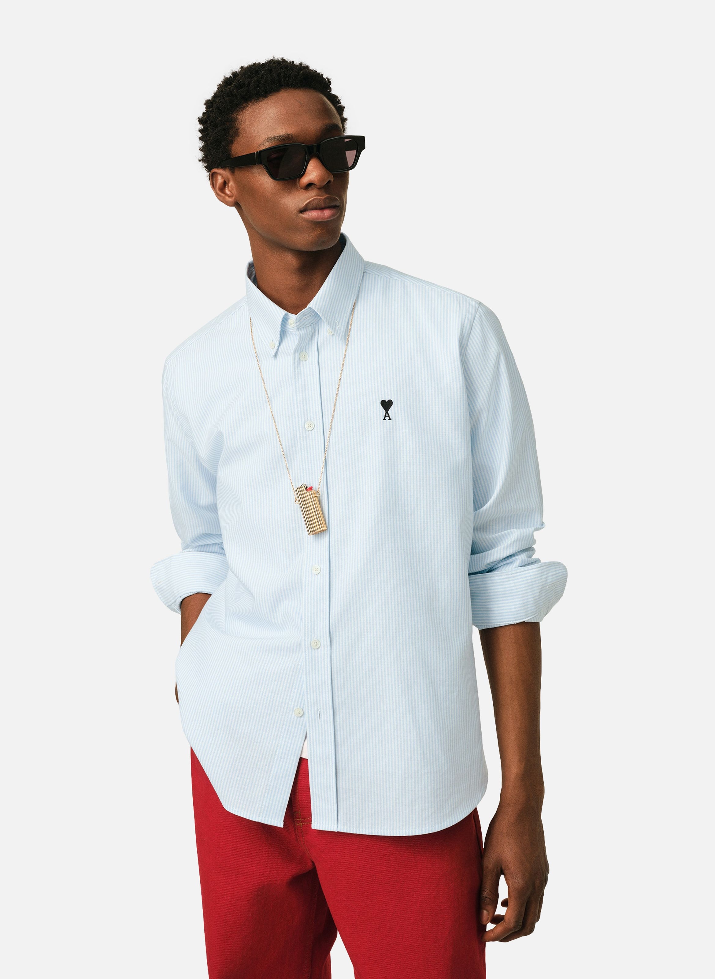 Chemise rayée unisexe en coton ami de coeur AMI PARIS Bleu