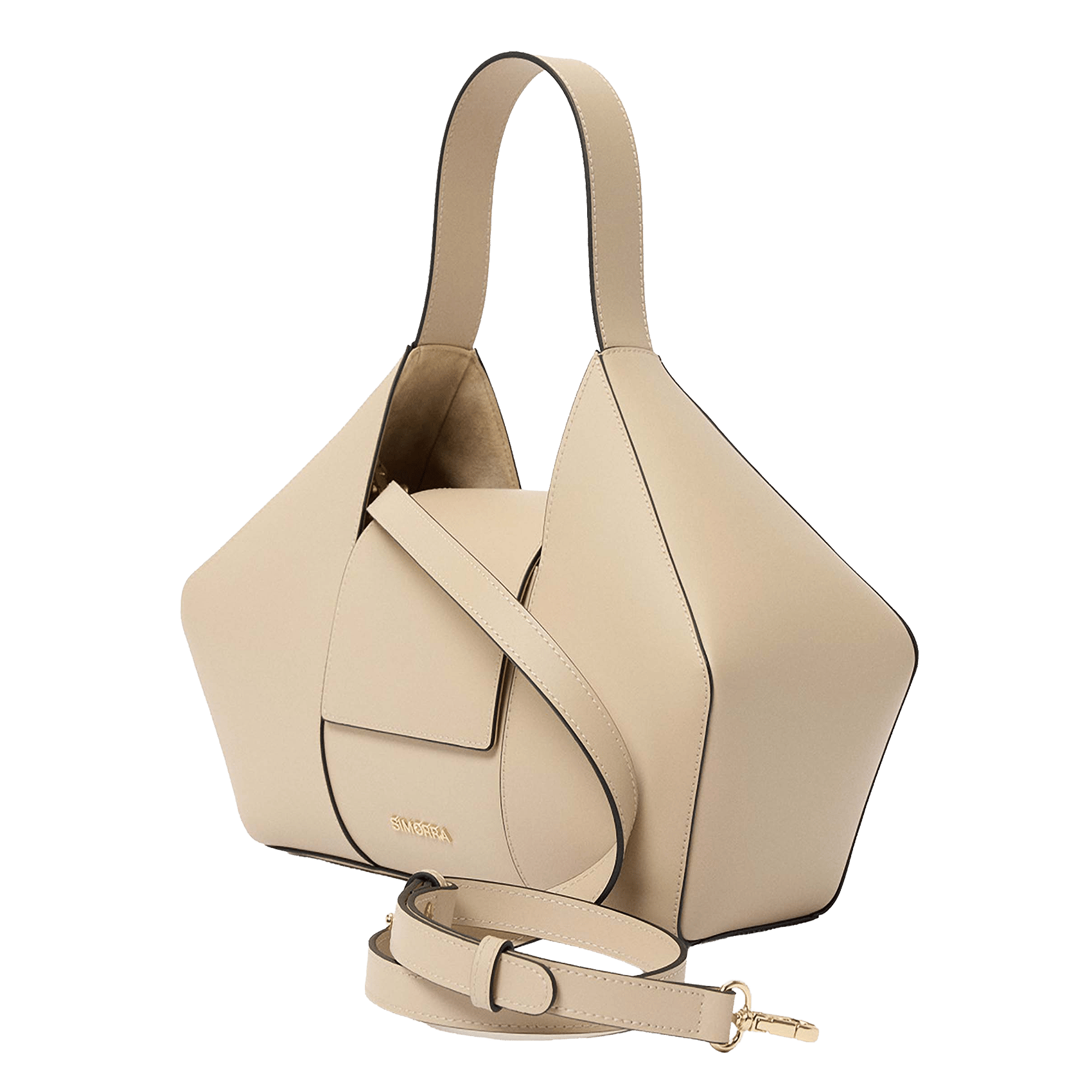 Sac cabas en cuir fractal SIMORRA Beige