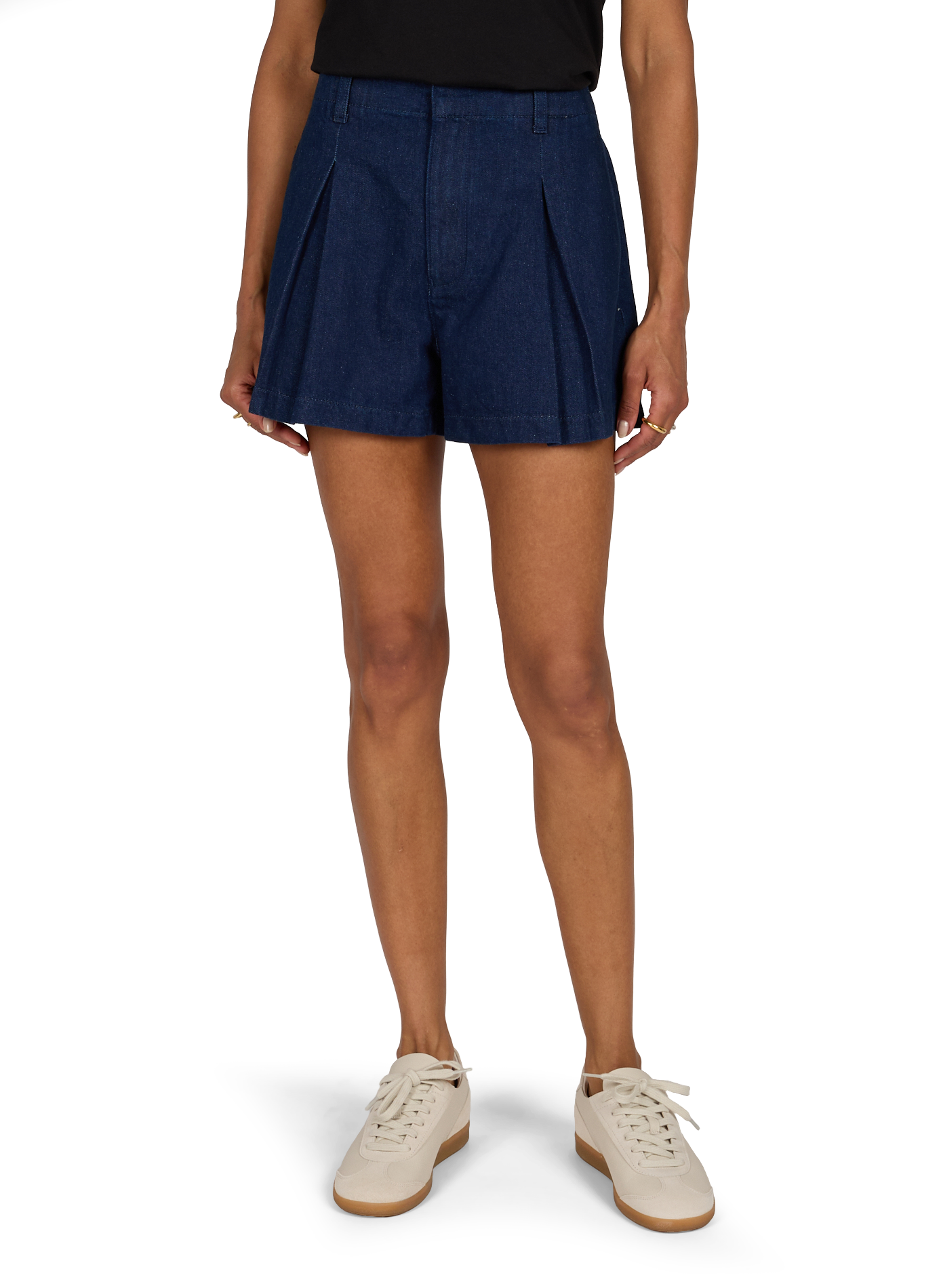 Short plissé en denim de coton CALVIN KLEIN Bleu