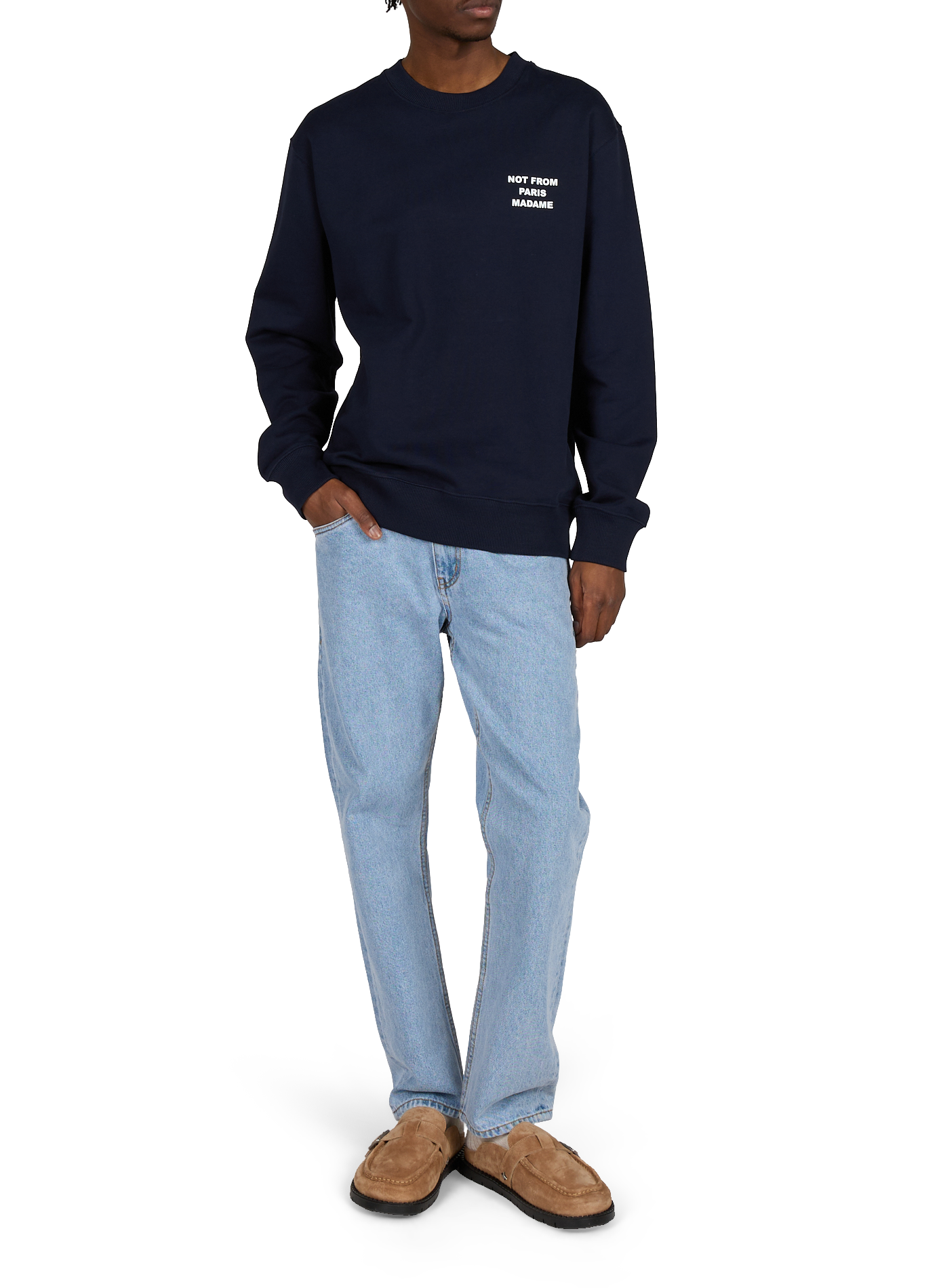 Slogan cotton sweatshirt DROLE DE MONSIEUR Blue